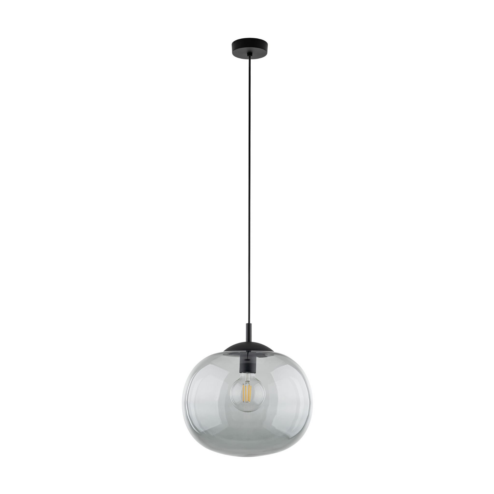 Lampa wisząca nowoczesna klasyczna loft klosz szklany kula dymiony grafitowa czarna TK Lighting Vibe 4972 1x15W E27