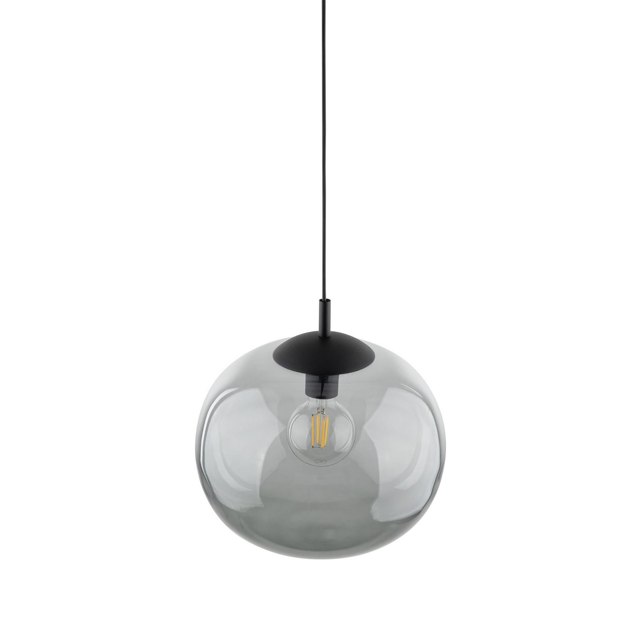 Lampa wisząca nowoczesna klasyczna loft klosz szklany kula dymiony grafitowa czarna TK Lighting Vibe 4972 1x15W E27