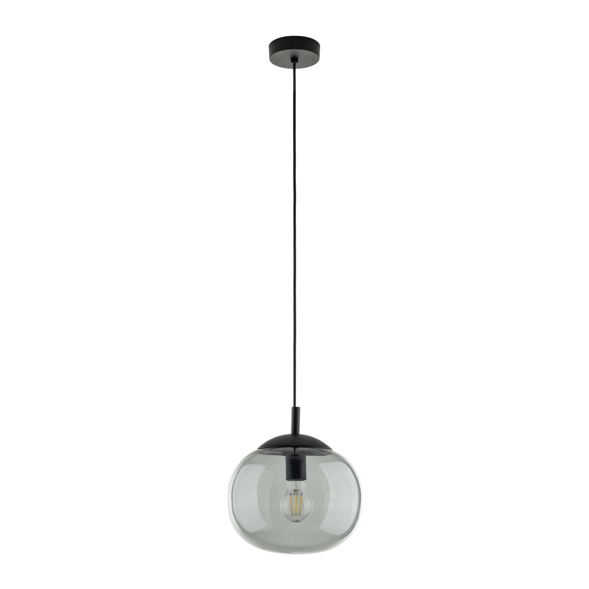 Lampa wisząca nowoczesna klasyczna loft klosz szklany kula dymiony grafitowa czarna TK Lighting Vibe 5827 1x15W E27