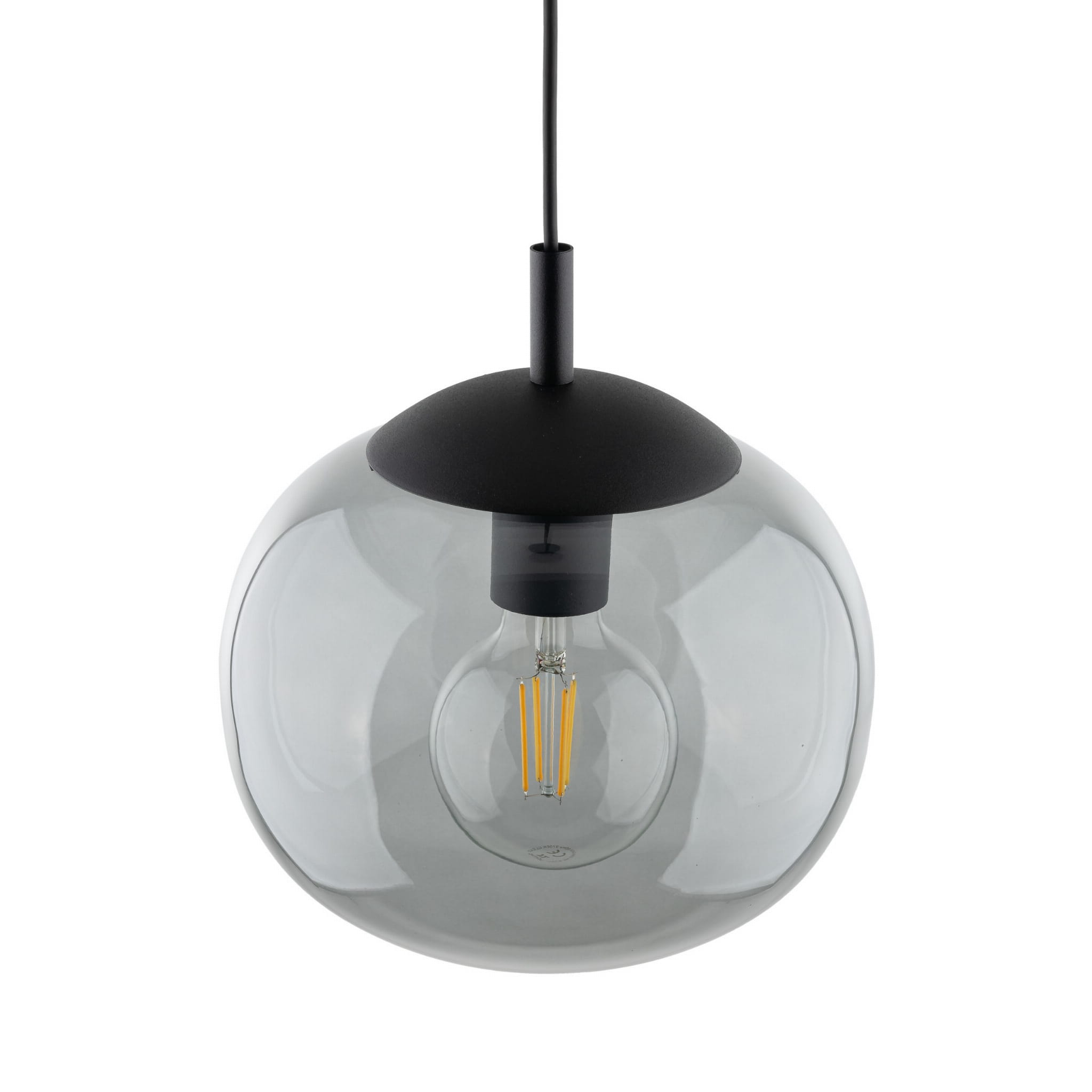 Lampa wisząca nowoczesna klasyczna loft klosz szklany kula dymiony grafitowa czarna TK Lighting Vibe 5827 1x15W E27