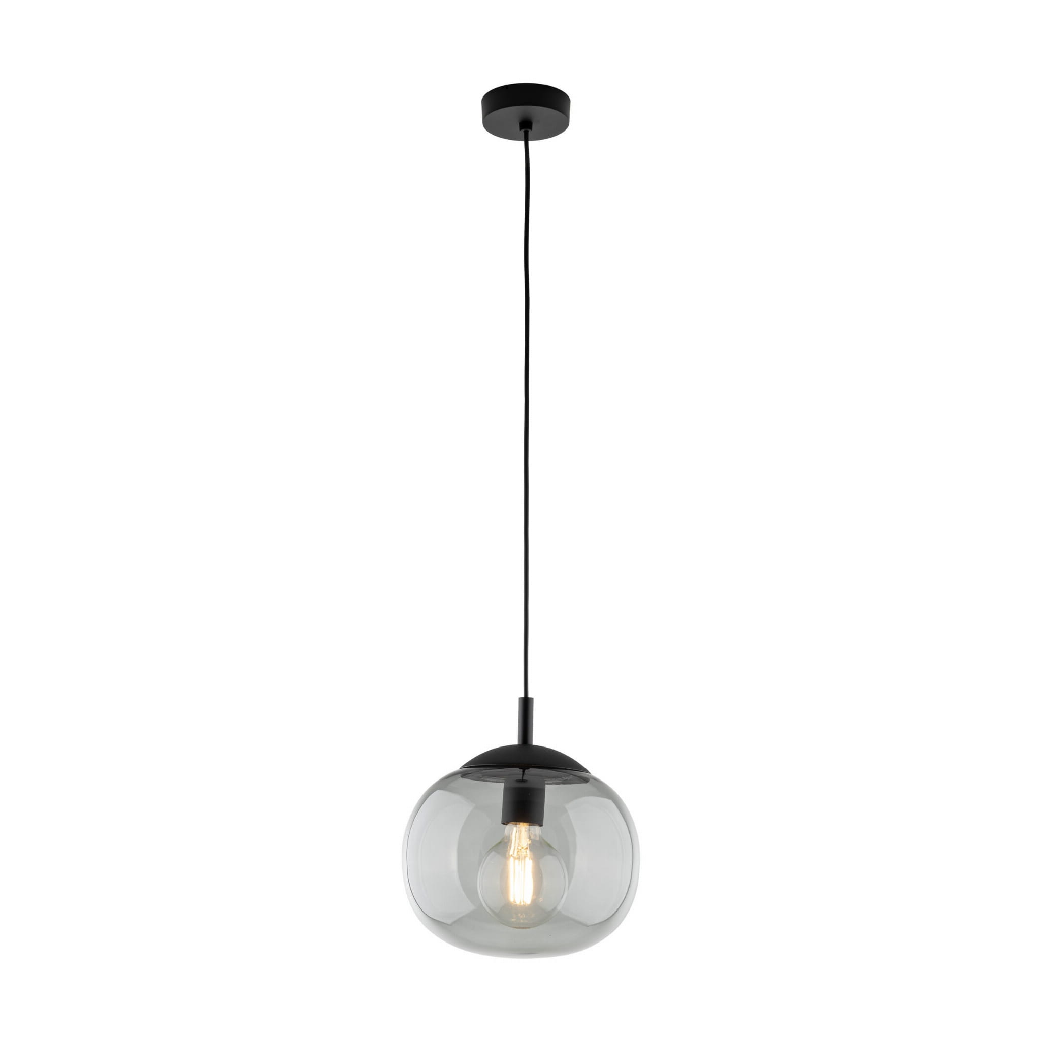 Lampa wisząca nowoczesna klasyczna loft klosz szklany kula dymiony grafitowa czarna TK Lighting Vibe 5827 1x15W E27