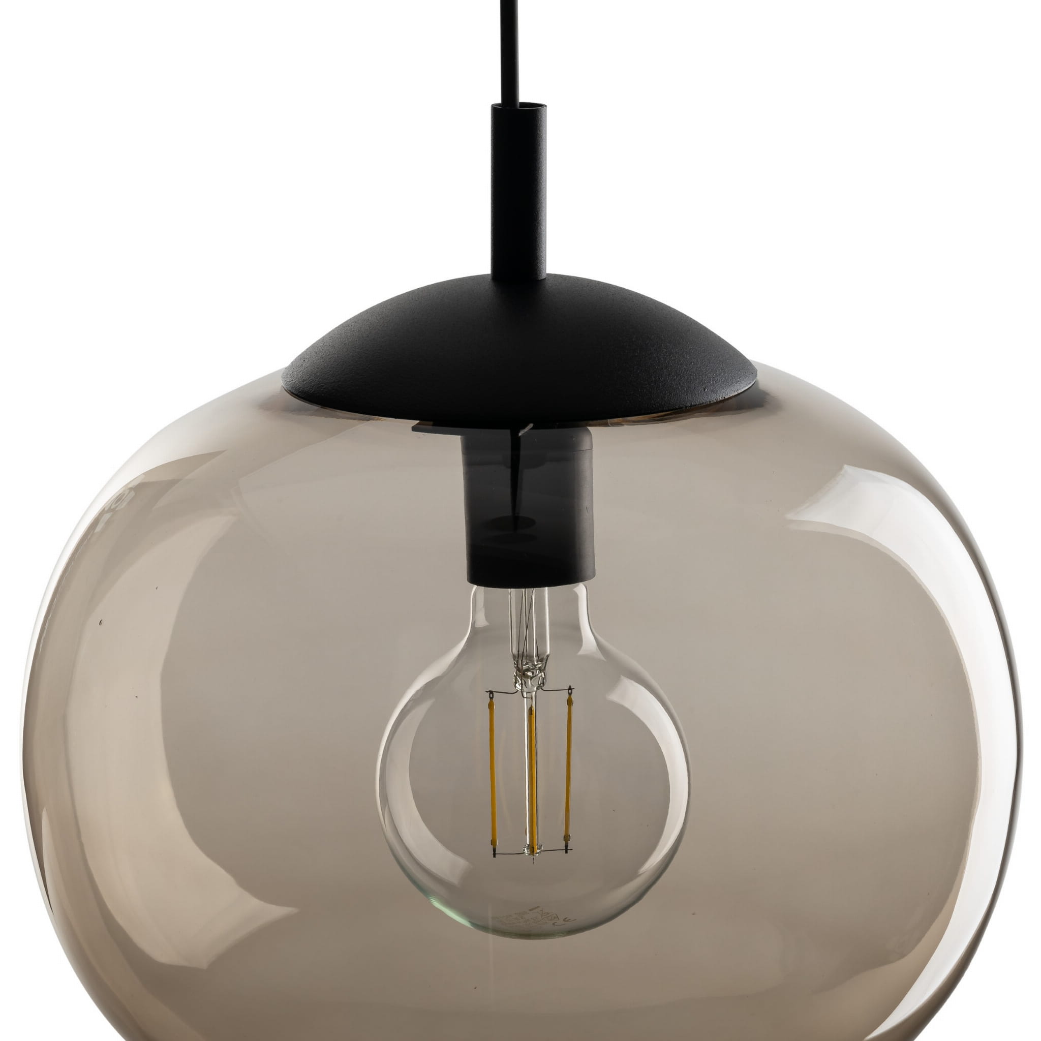 Lampa wisząca nowoczesna klasyczna loft klosz szklany kula dymiony topaz czarna TK Lighting Vibe 4676 1x15W E27
