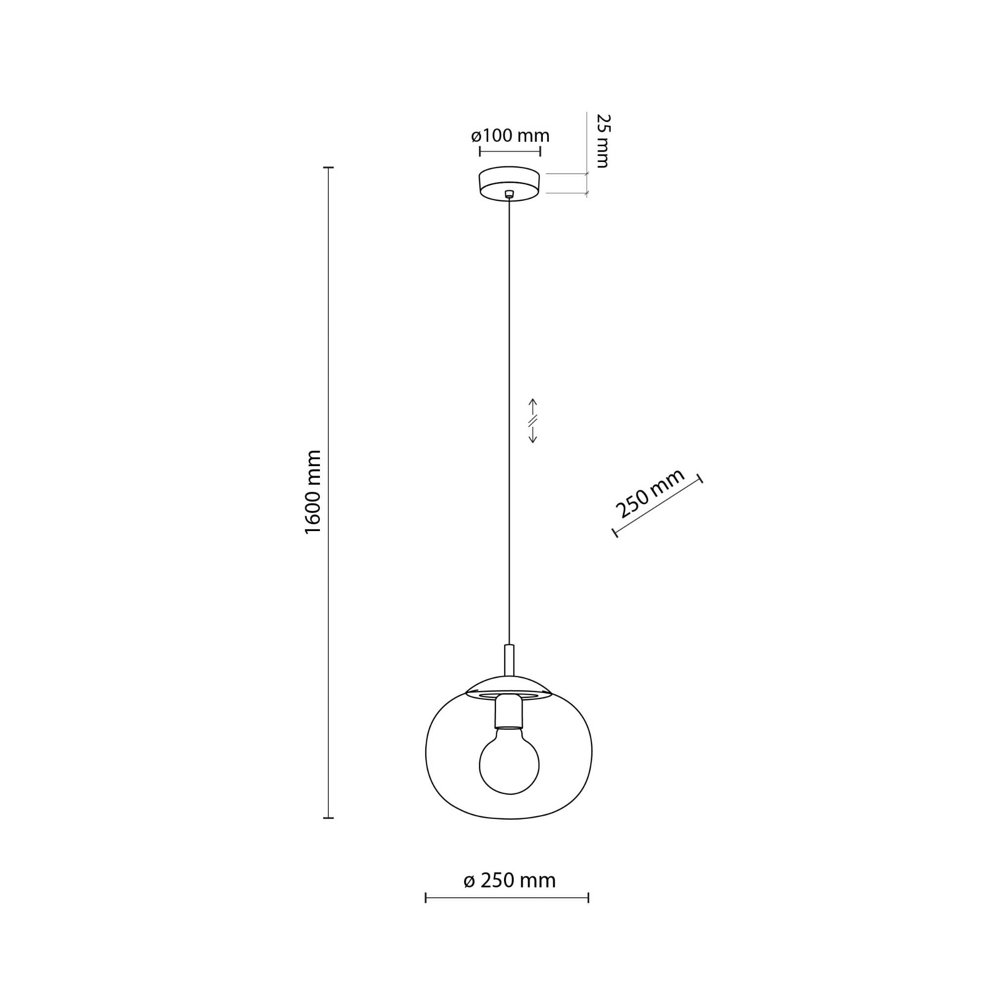 Lampa wisząca nowoczesna klasyczna loft klosz szklany kula dymiony topaz czarna TK Lighting Vibe 4676 1x15W E27