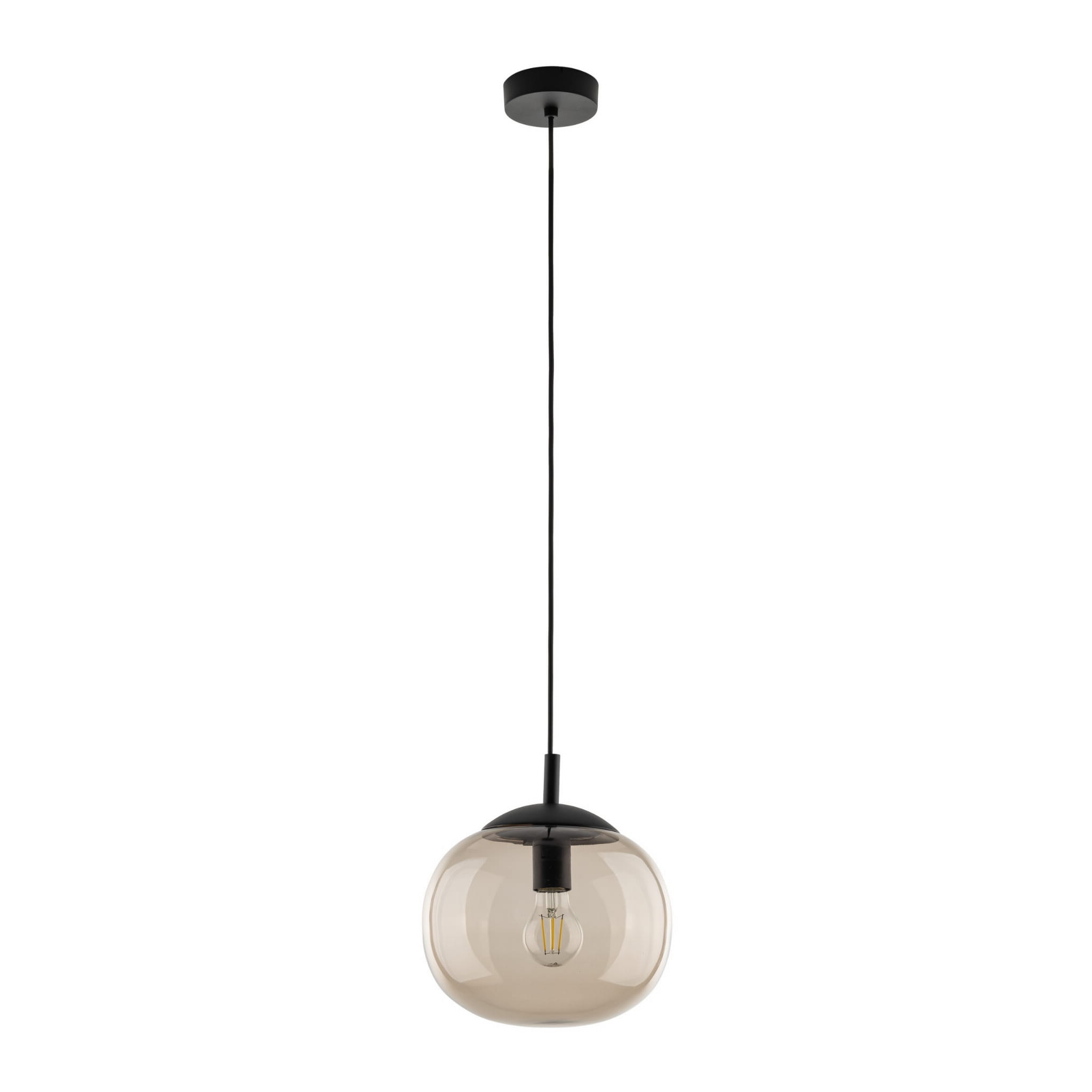 Lampa wisząca nowoczesna klasyczna loft klosz szklany kula dymiony topaz czarna TK Lighting Vibe 4703 1x15W E27