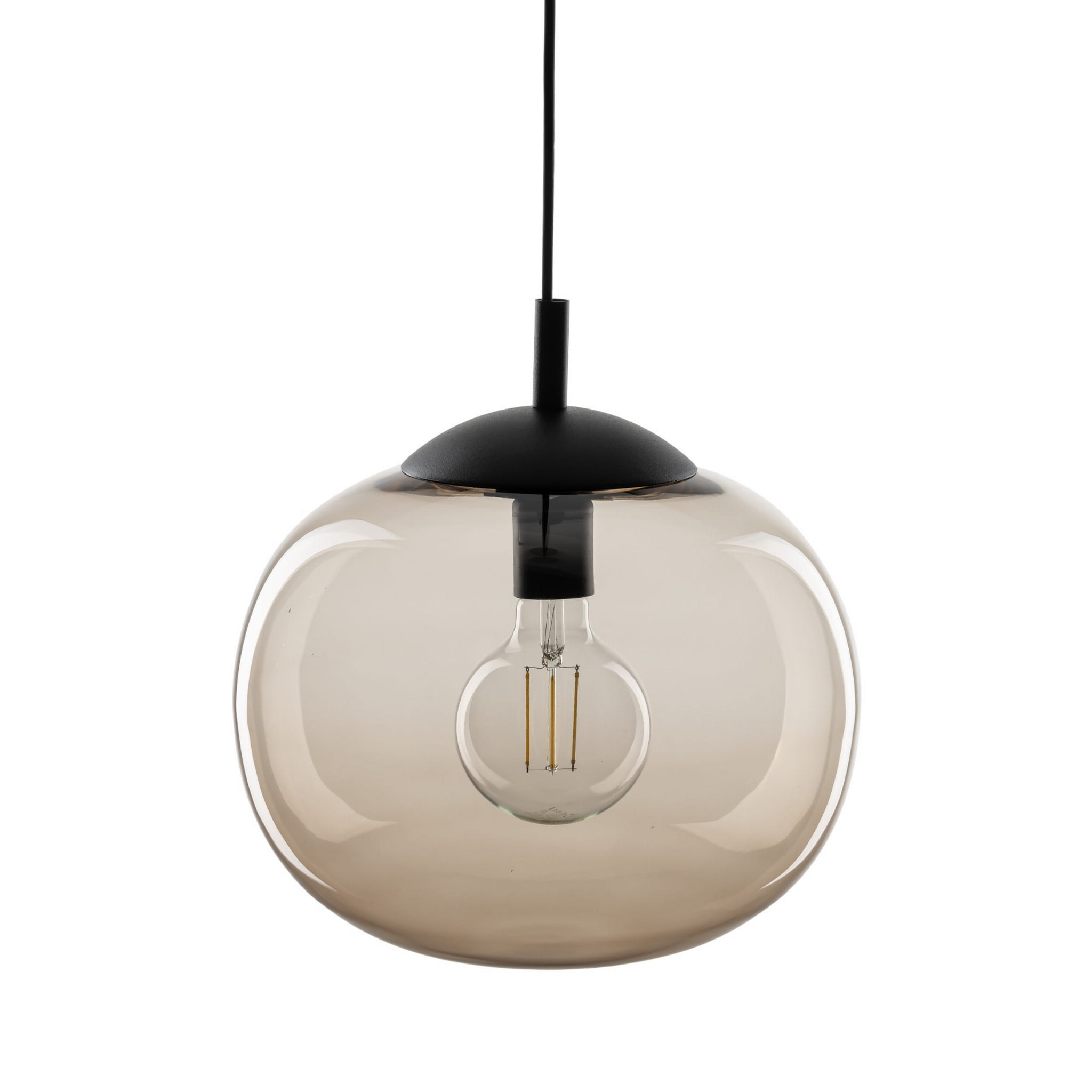 Lampa wisząca nowoczesna klasyczna loft klosz szklany kula dymiony topaz czarna TK Lighting Vibe 4703 1x15W E27