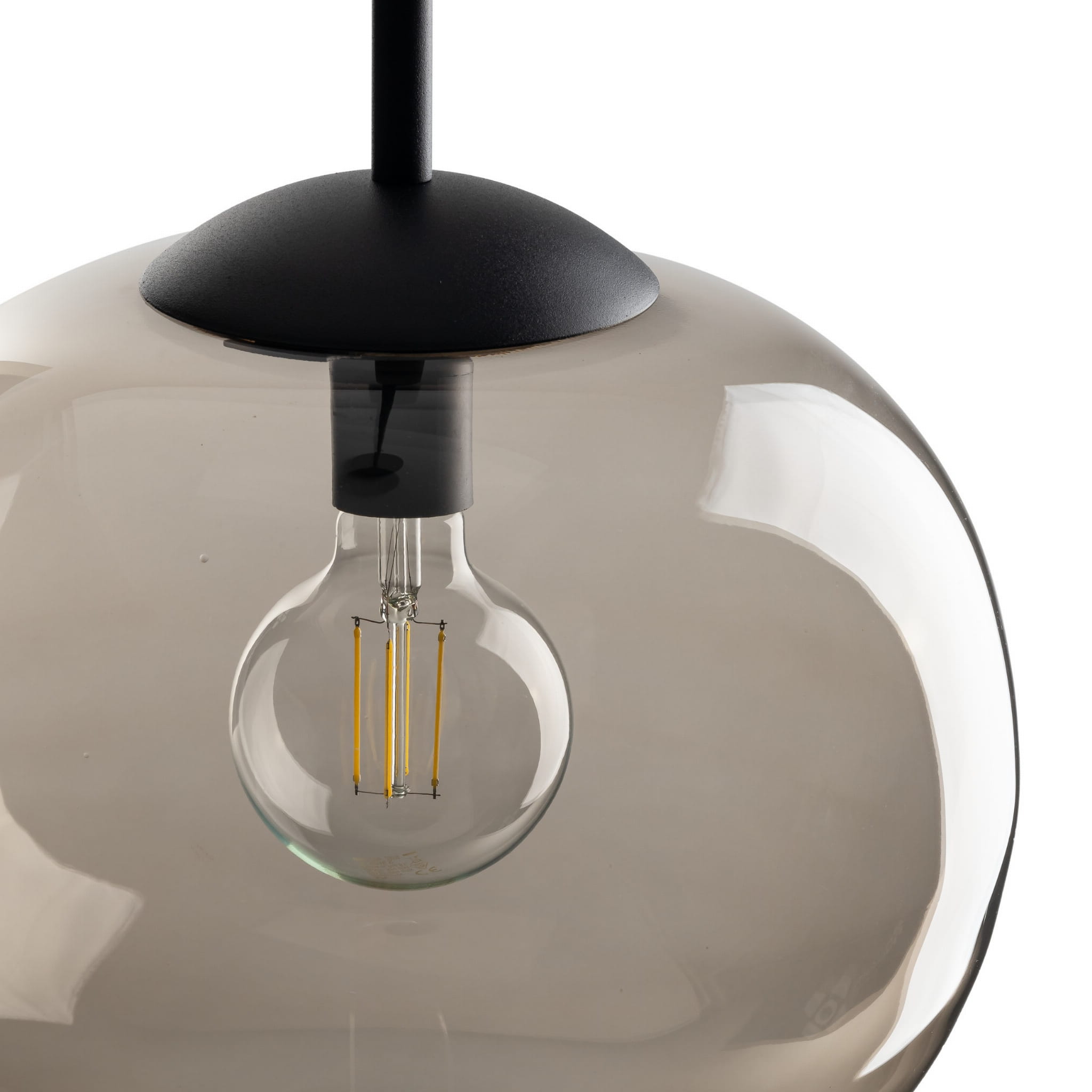 Lampa wisząca nowoczesna klasyczna loft klosz szklany kula dymiony topaz czarna TK Lighting Vibe 5826 1x15W E27