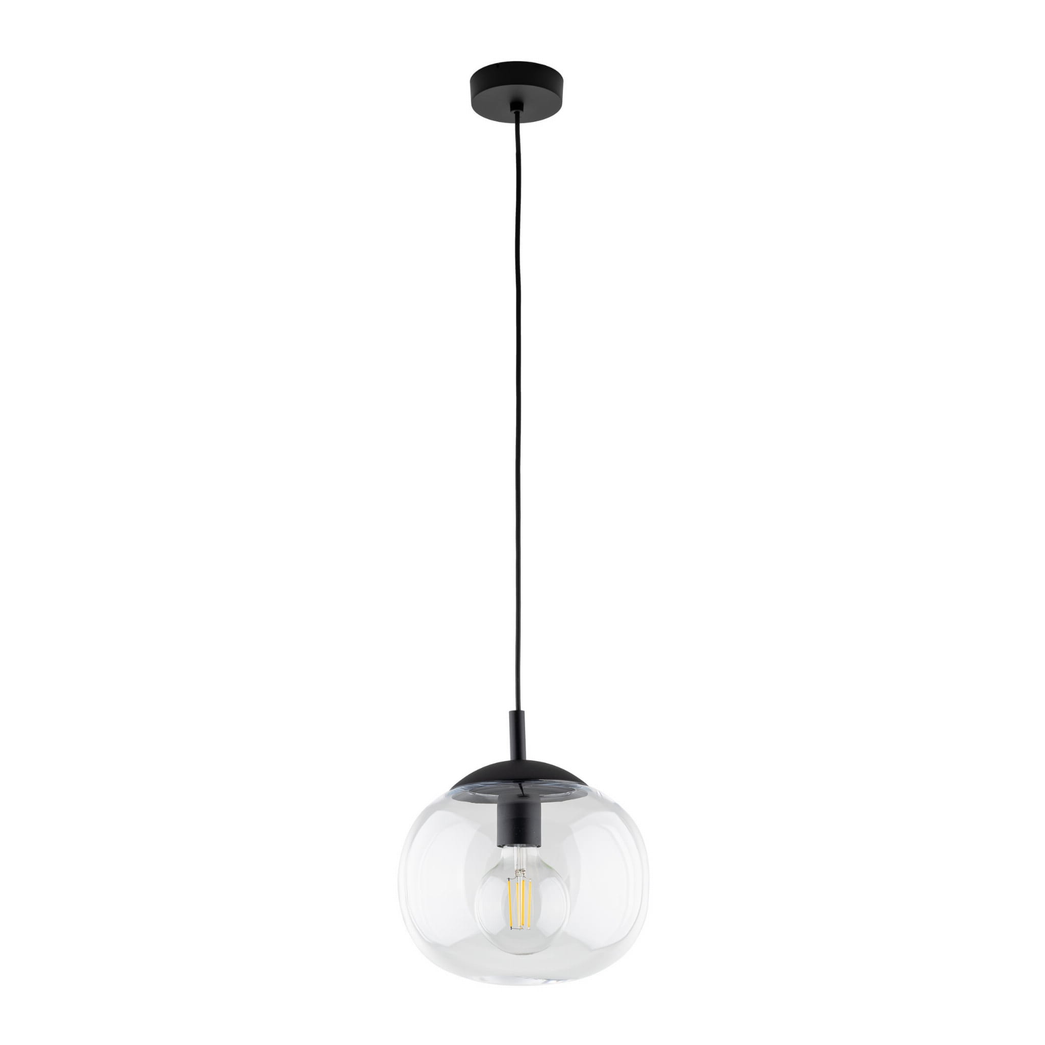 Lampa wisząca nowoczesna klasyczna loft klosz szklany kula transparentna czarna TK Lighting Vibe 4816 1x15W E27