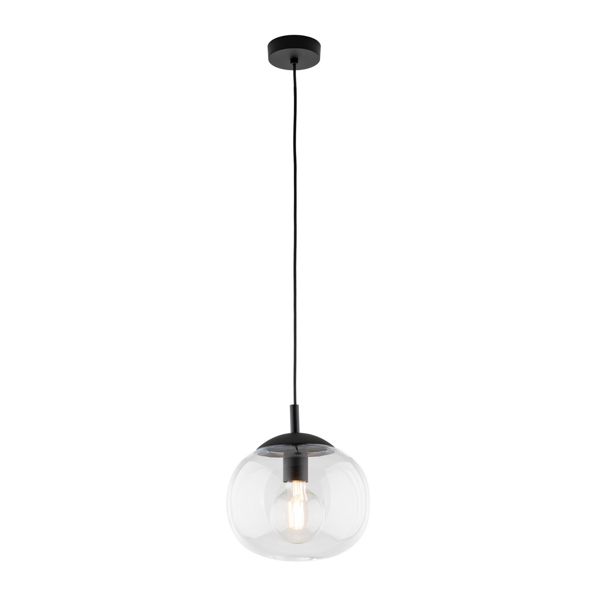Lampa wisząca nowoczesna klasyczna loft klosz szklany kula transparentna czarna TK Lighting Vibe 4816 1x15W E27