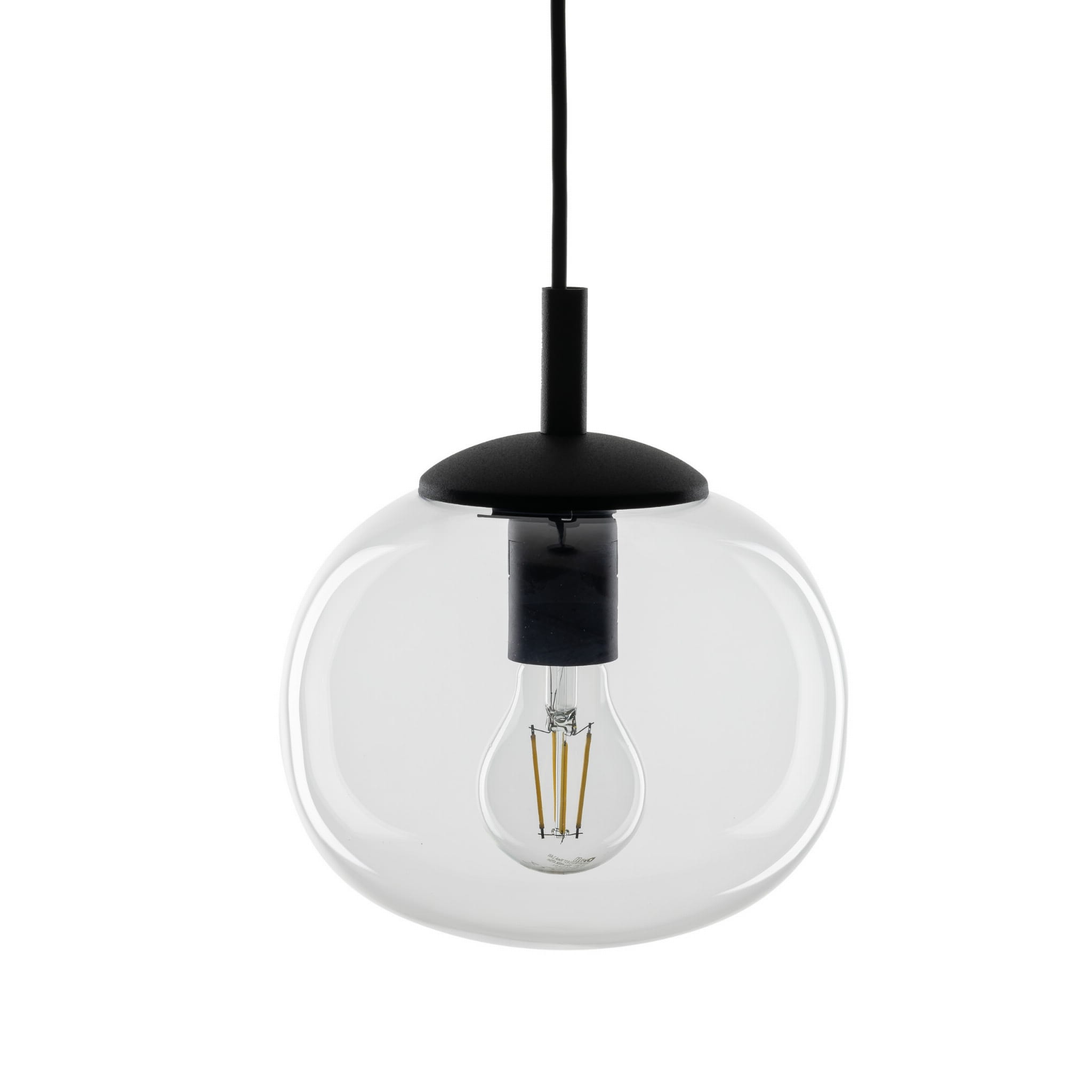 Lampa wisząca nowoczesna klasyczna loft klosz szklany kula transparentna czarna TK Lighting Vibe 5823 1x15W E27