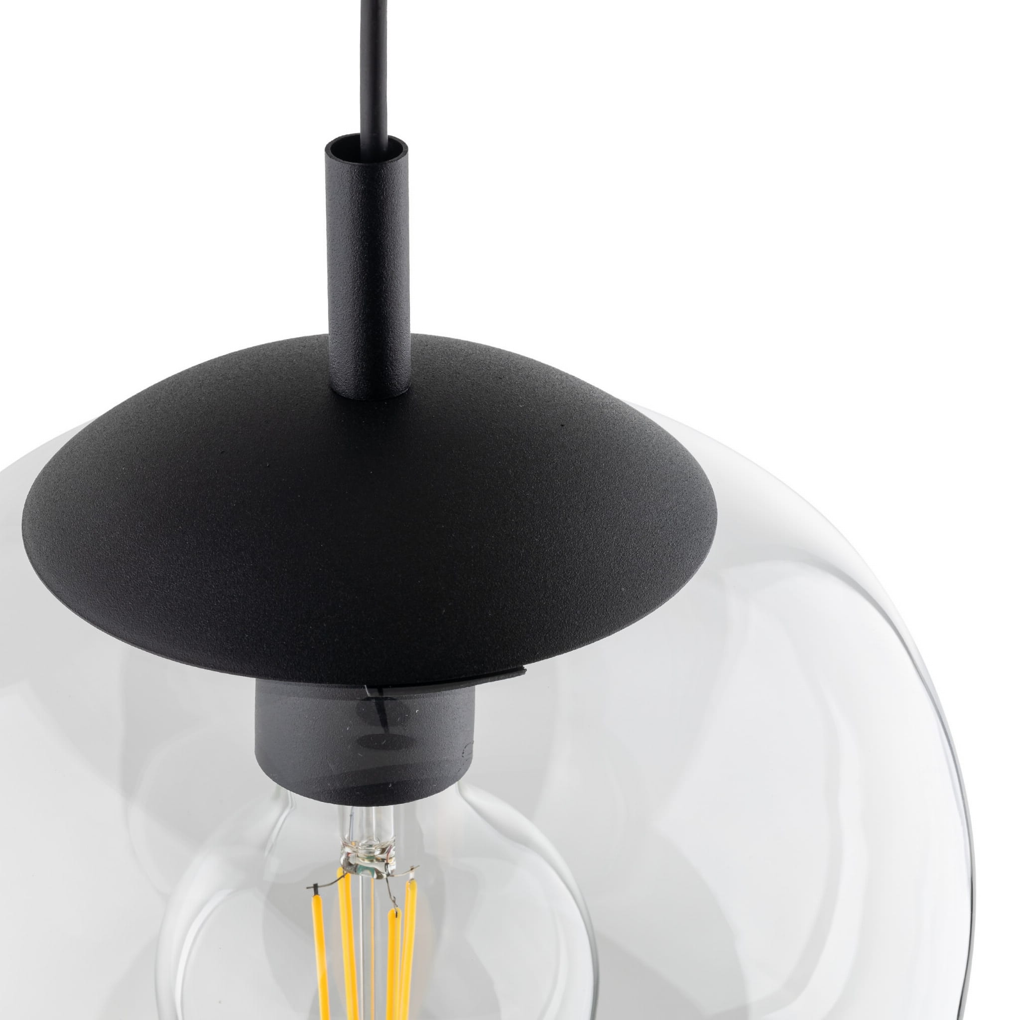 Lampa wisząca nowoczesna klasyczna loft klosz szklany kula transparentna czarna TK Lighting Vibe 5823 1x15W E27