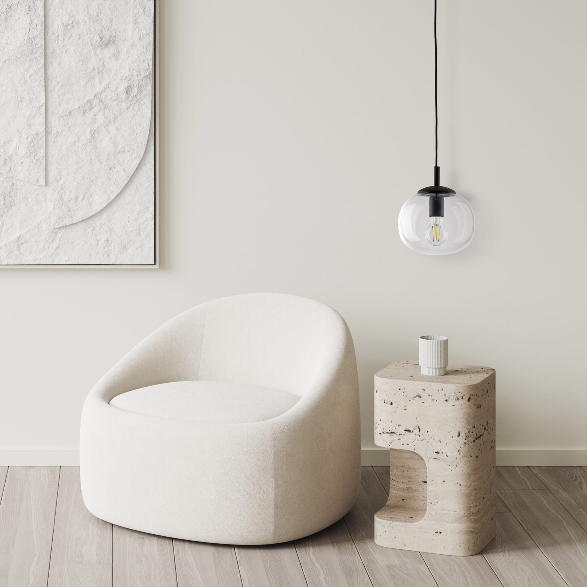 Lampa wisząca nowoczesna klasyczna loft klosz szklany kula transparentna czarna TK Lighting Vibe 5823 1x15W E27
