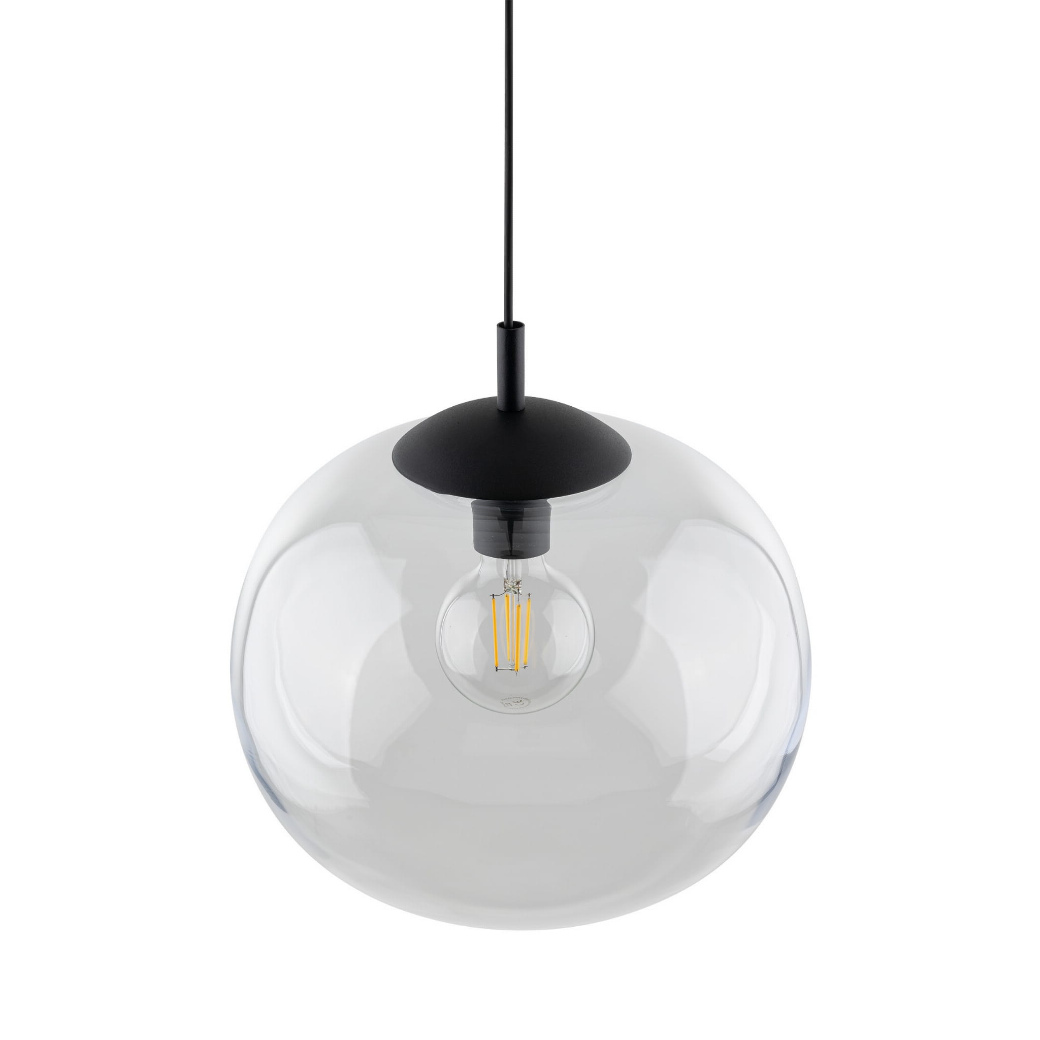 Lampa wisząca nowoczesna klasyczna loft klosz szklany kula transparentna czarna TK Lighting Vibe 4817 1x15W E27
