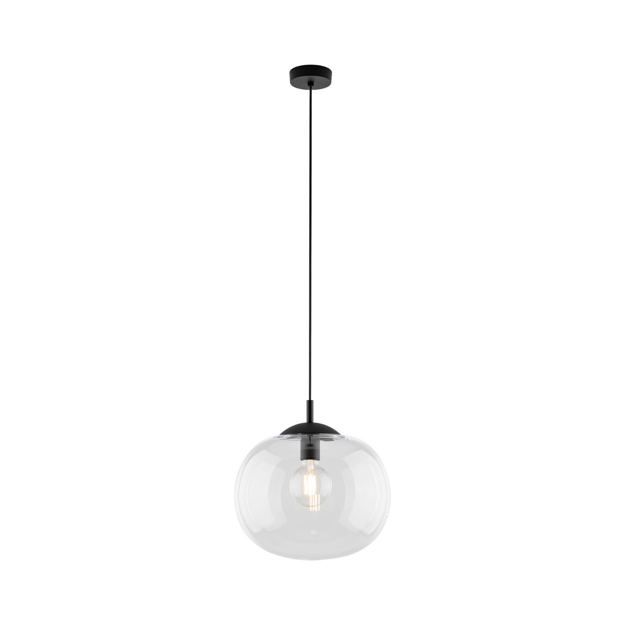 Lampa wisząca nowoczesna klasyczna loft klosz szklany kula transparentna czarna TK Lighting Vibe 4817 1x15W E27