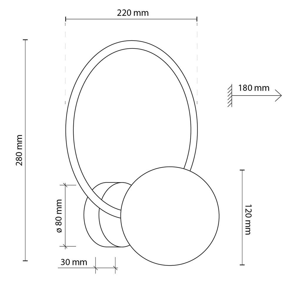 Kinkiet nowoczesny loft industrialny koło pierścień obręcz klosz szklany kula czarny grafitowy TK Lighting Anabelle 5256 1x6W G9