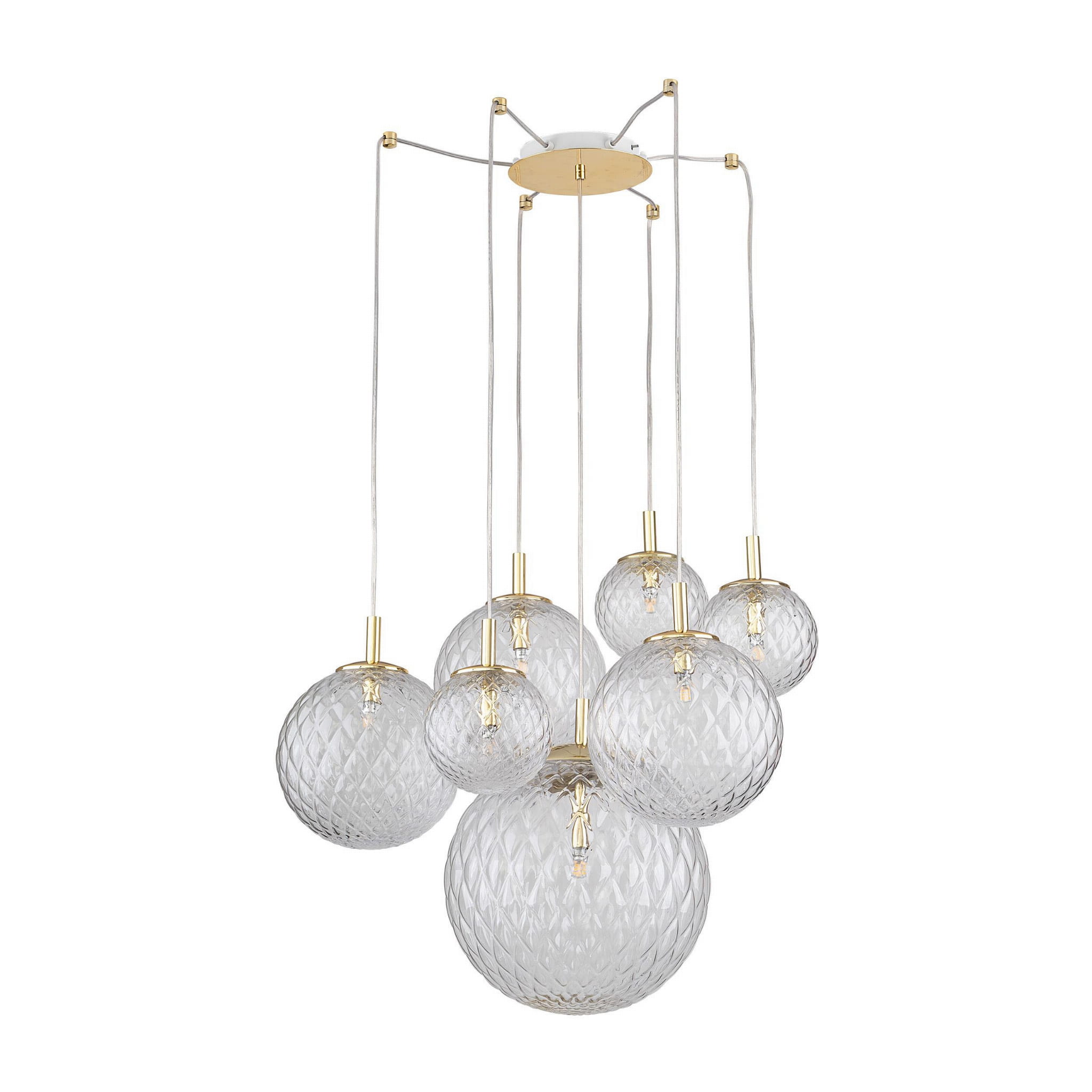 Lampa wisząca do salonu białe szklane kule nowoczesna Tk Lighting Cadix 4608 7x6W G9 złoty transparentny
