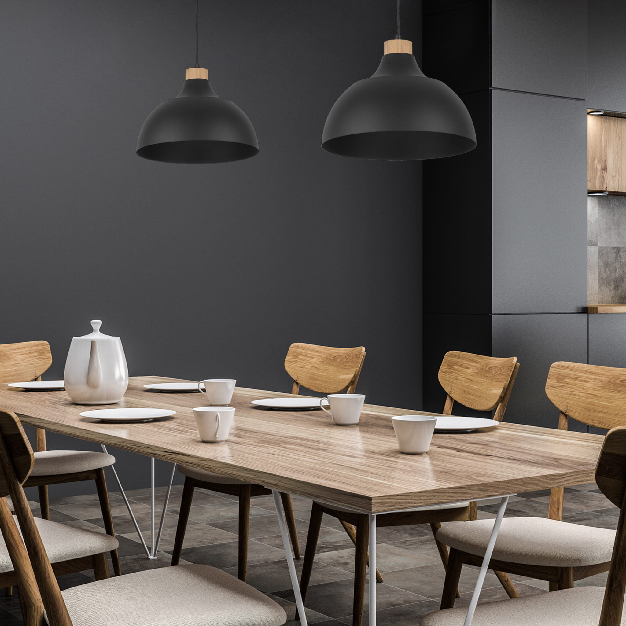 Lampa wisząca z metalowym kloszem stożek misa TK Lighting Cap 2071 1x60W E27 czarna biała