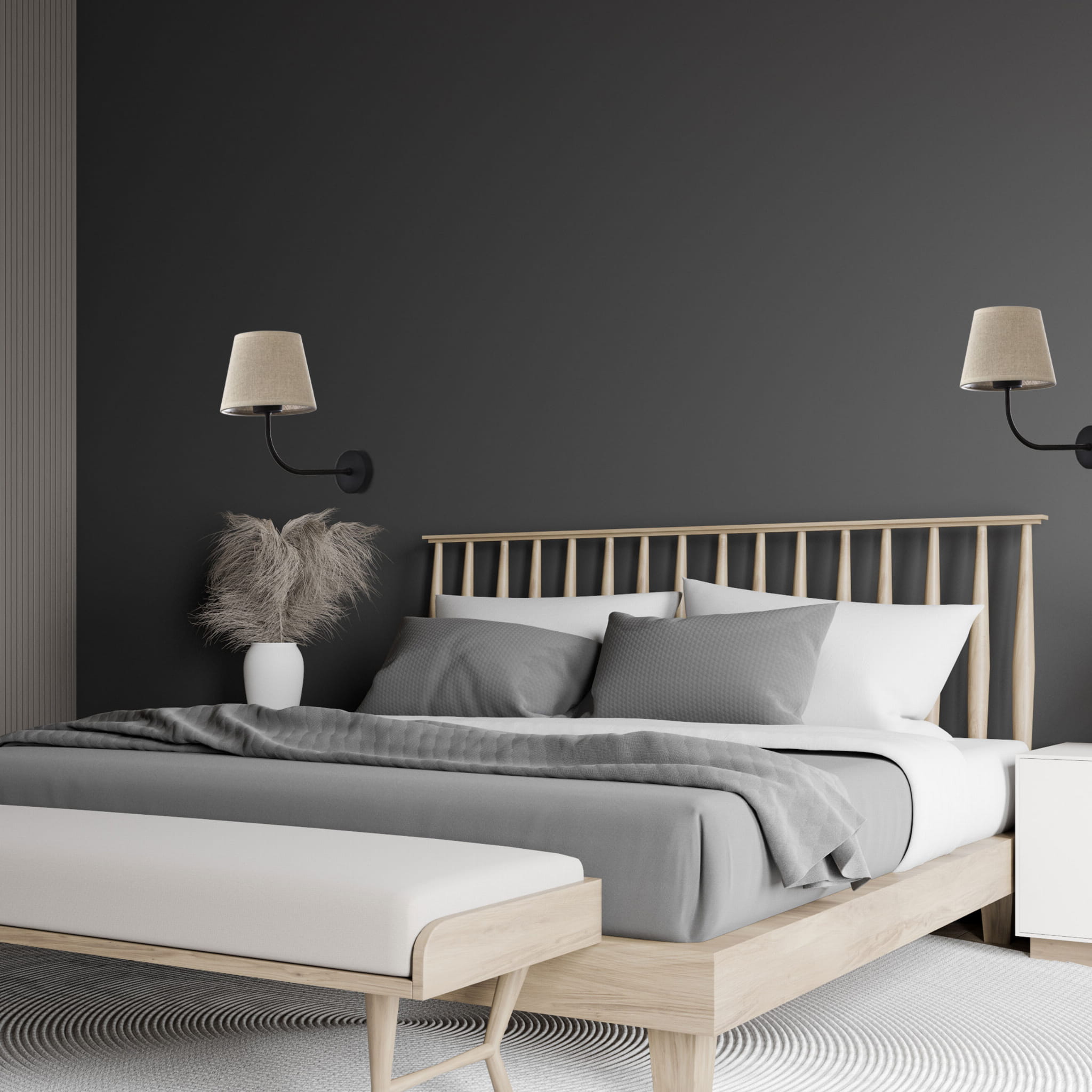 Kinkiet do salonu sypialni z abażurem len TK Lighting Chicago 4186 beżowy czarny