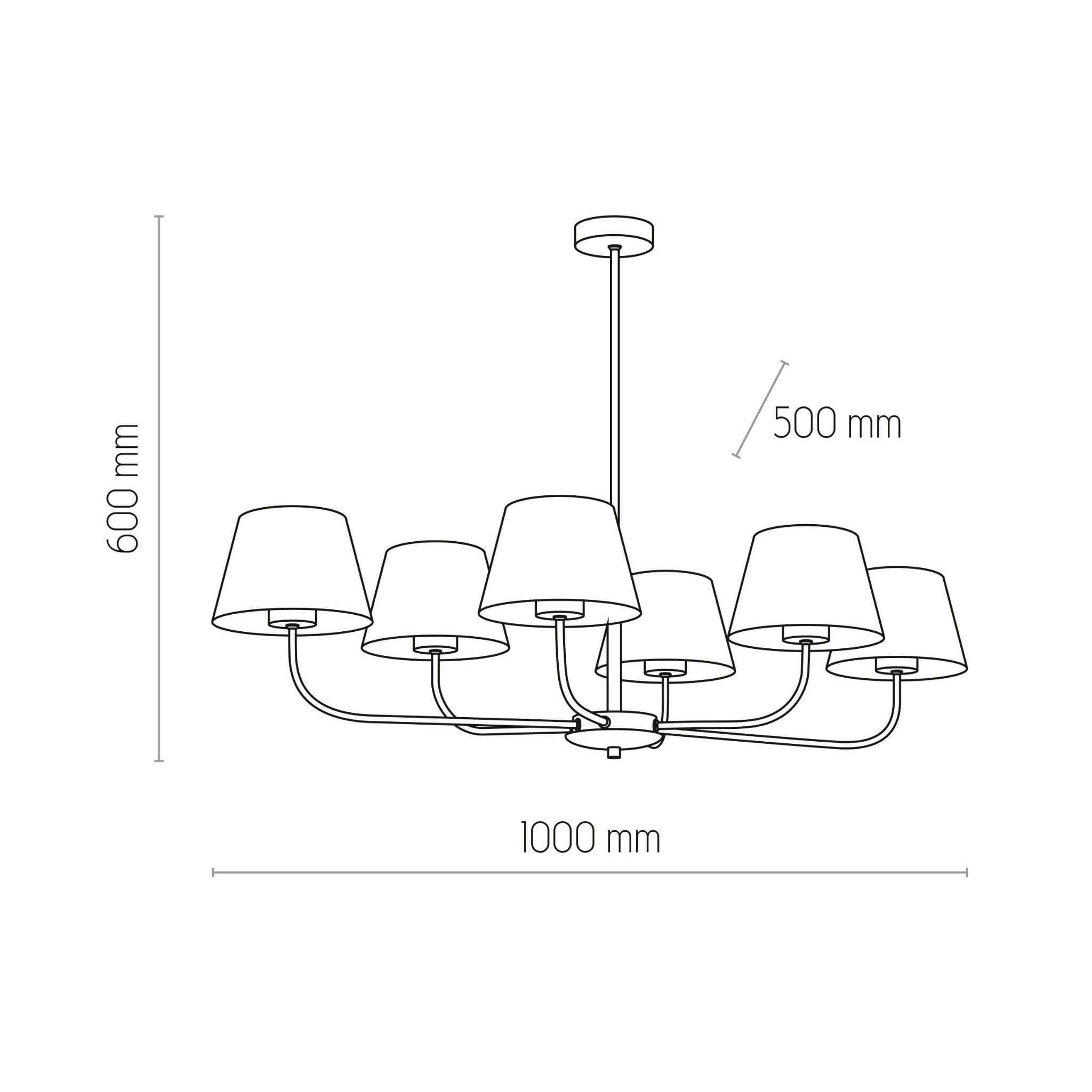 Lampa wisząca duża do salonu z abażurem len TK Lighting Chicago 3999 5x60W E27 czarna beżowa