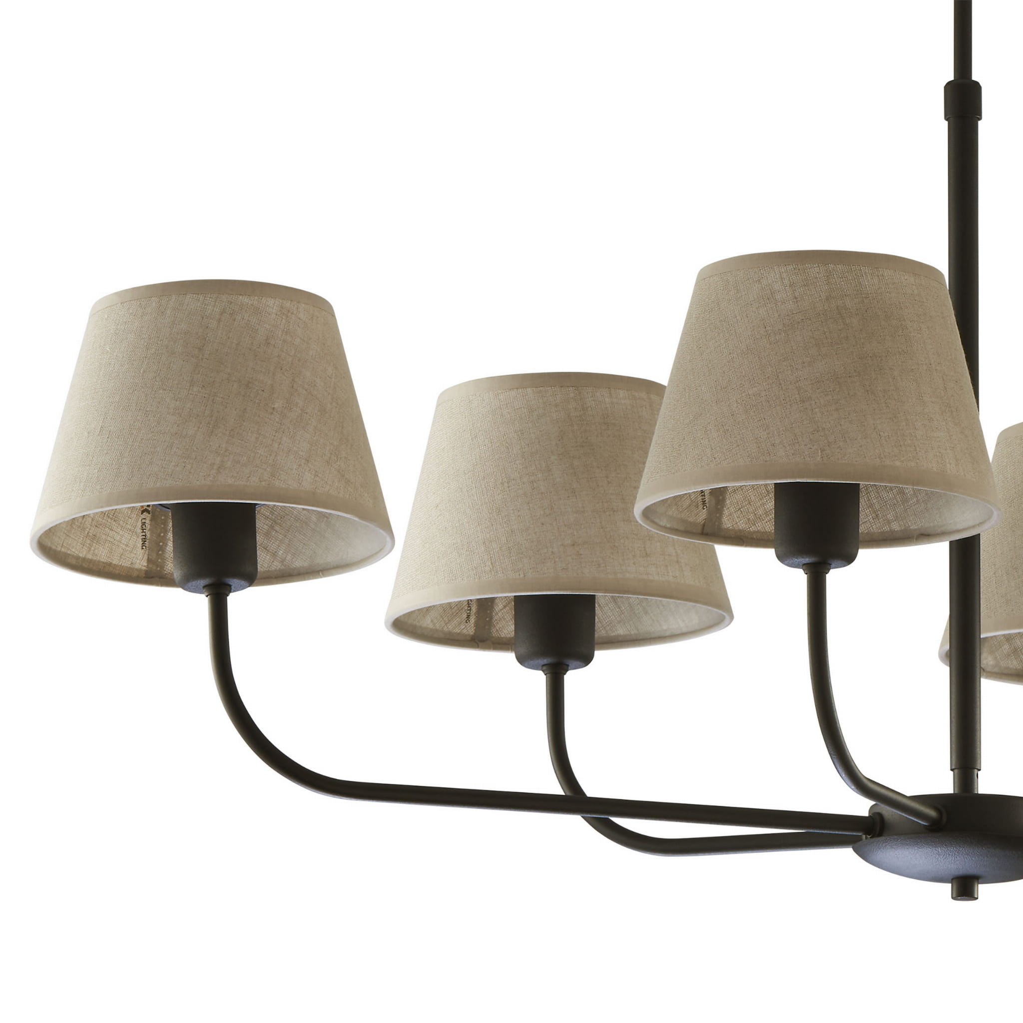 Lampa wisząca duża do salonu z abażurem len TK Lighting Chicago 3999 5x60W E27 czarna beżowa