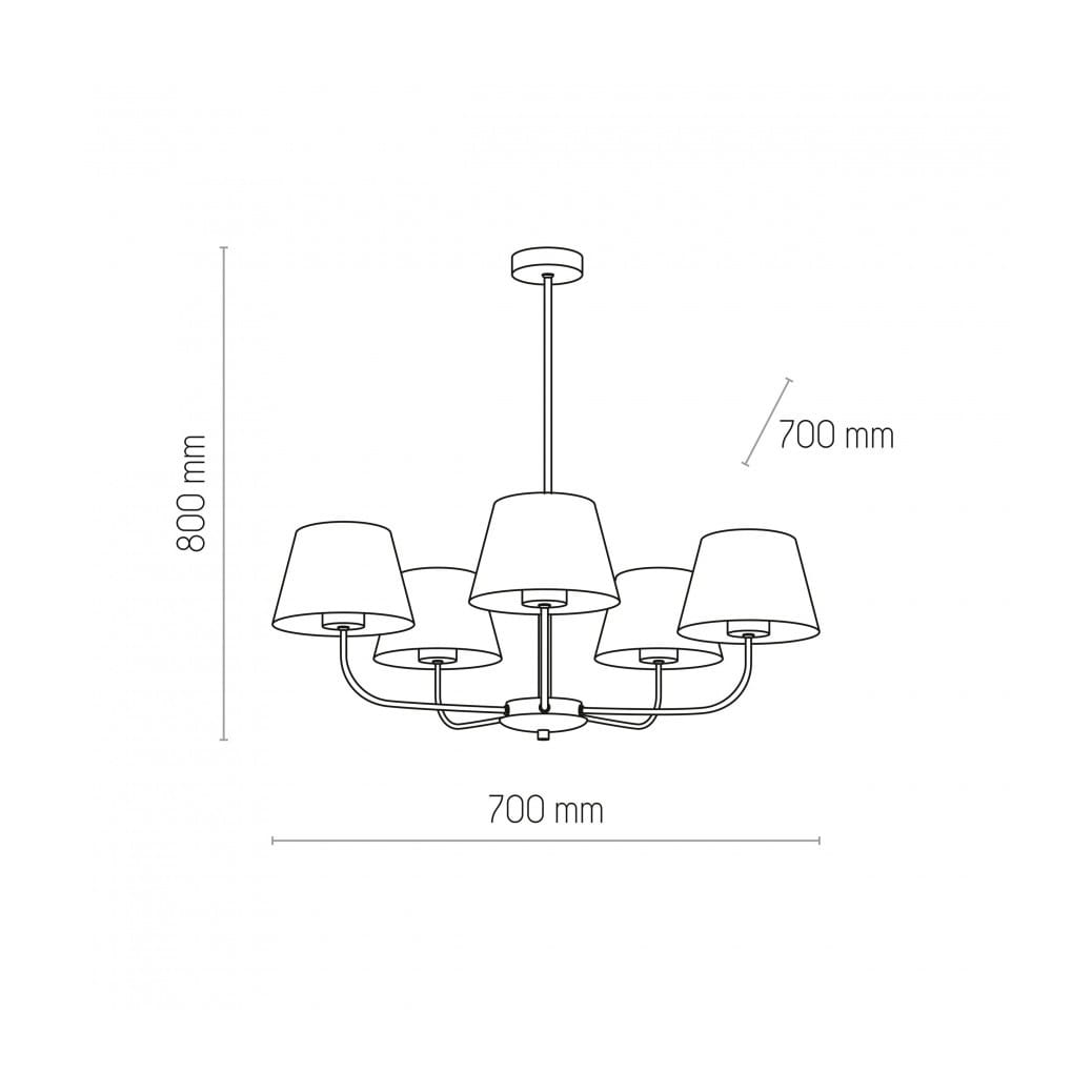 Lampa wisząca duża do salonu z abażurem len TK Lighting Chicago 3989 5x60W E27 czarna beżowa