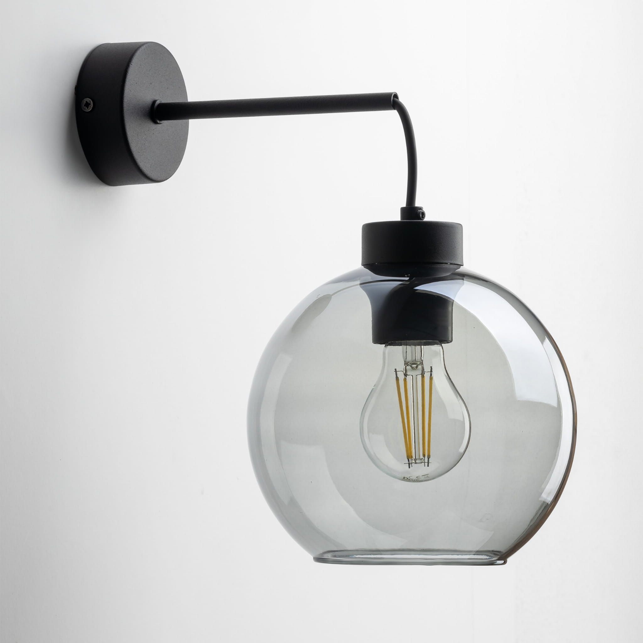 Kinkiet nowoczesny loft industrialny glamour klosz szklany kula grafitowy czarny TK Lighting Cubus 10243 1x15W E27