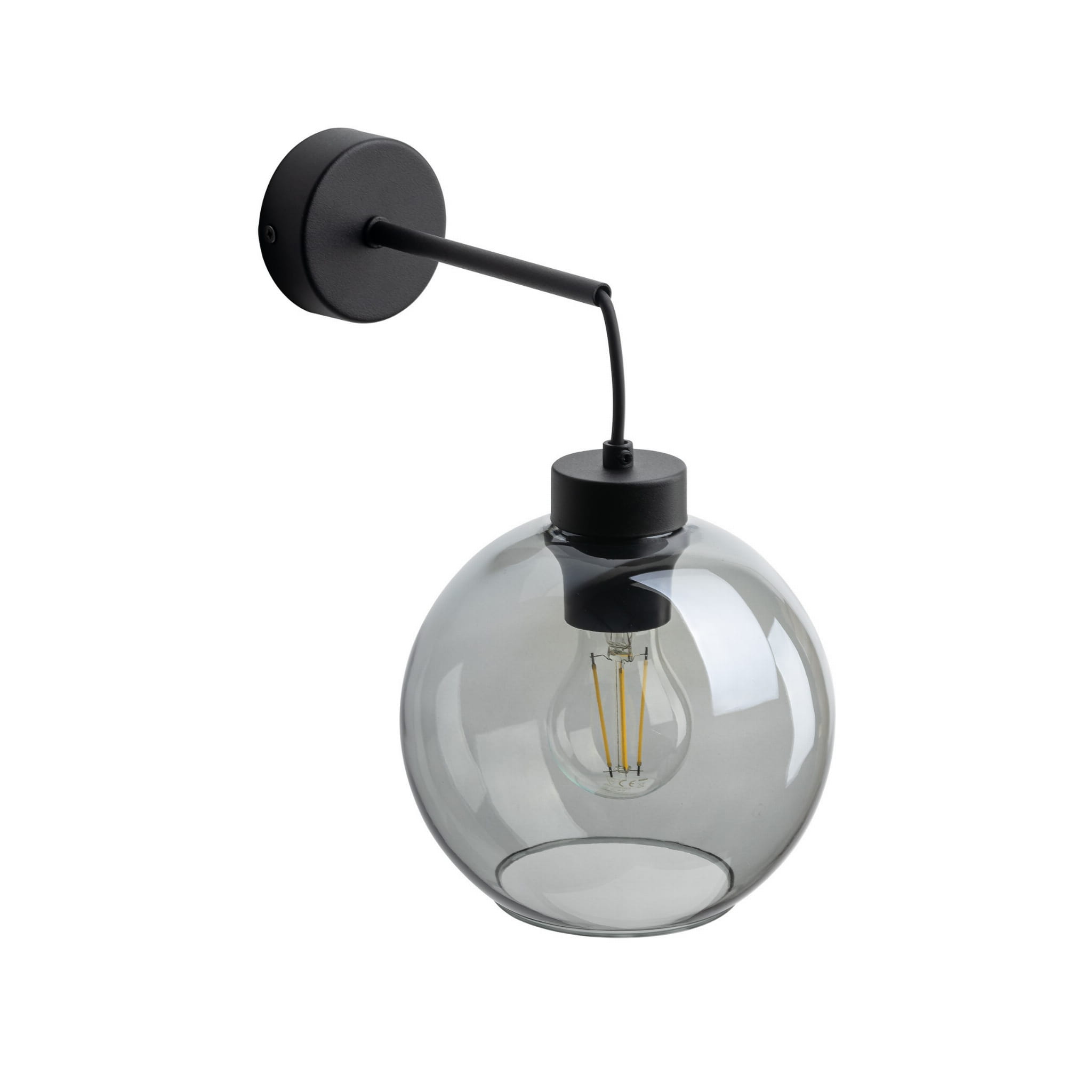 Kinkiet nowoczesny loft industrialny glamour klosz szklany kula grafitowy czarny TK Lighting Cubus 10243 1x15W E27