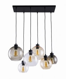 TK Lighting Cubus 2164 Lampa wisząca 6x60W E27 transparentny czarny