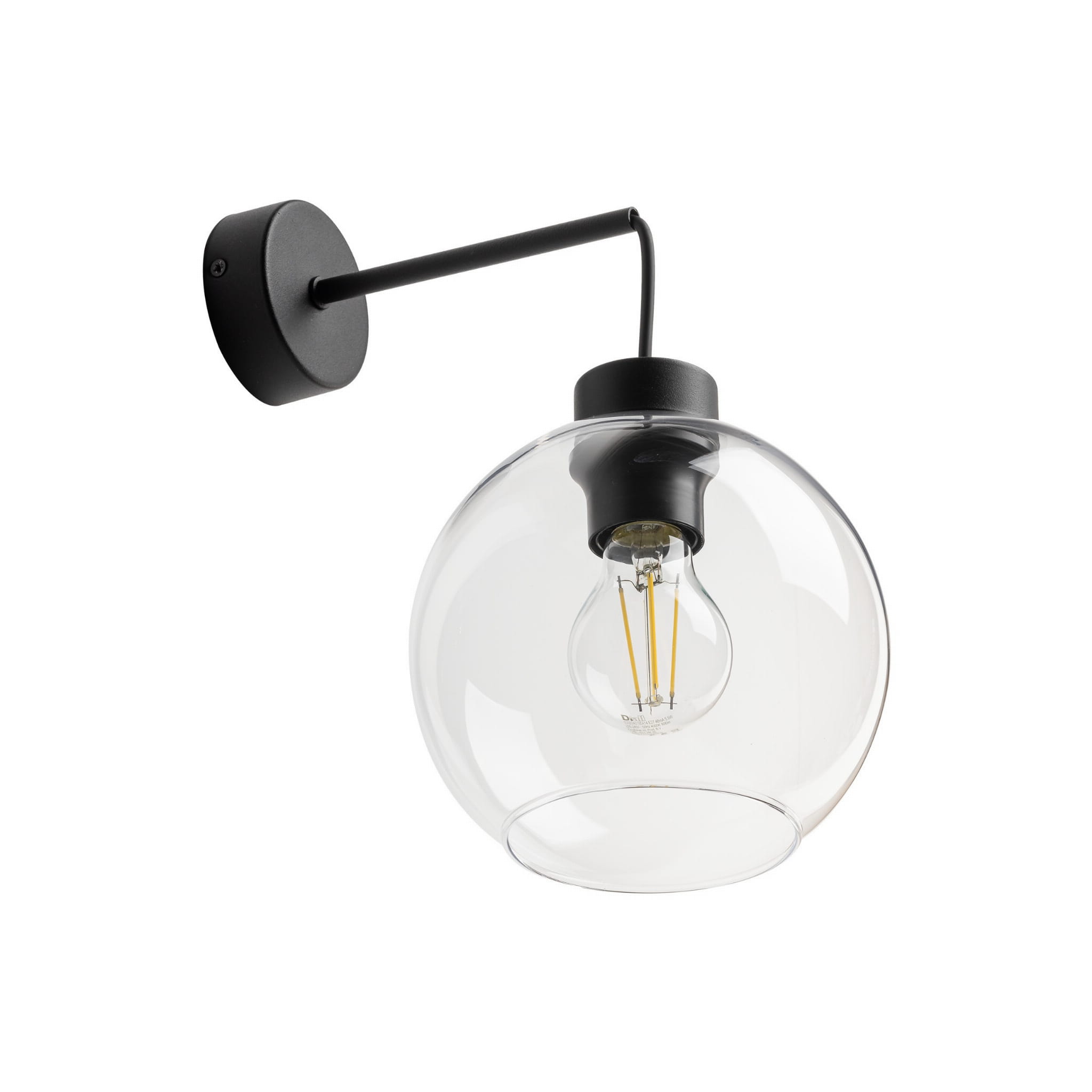 Kinkiet nowoczesny loft industrialny glamour klosz szklany kula transparentny czarny TK Lighting Cubus 10245 1x15W E27