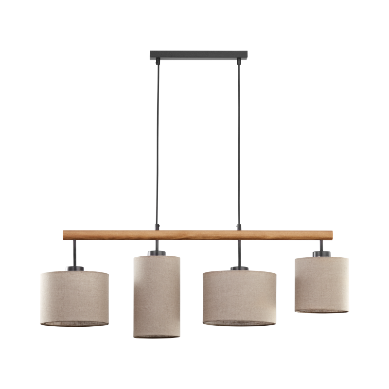 Tk Lighting Deva 6108 lampa wisząca 4x15W E27 beżowa drewniana