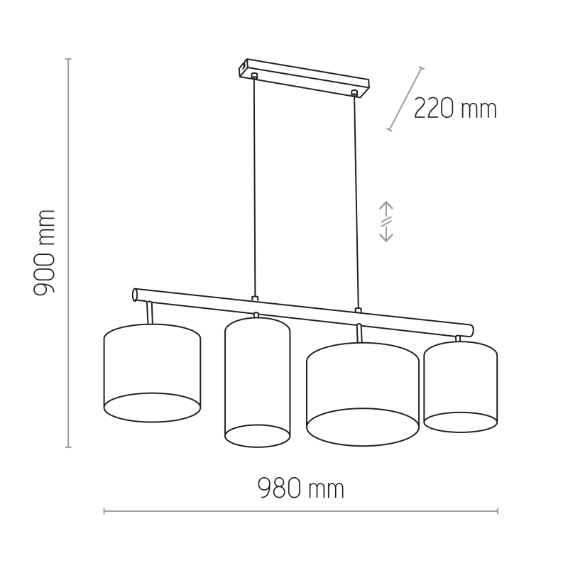 Tk Lighting Deva 6108 lampa wisząca 4x15W E27 beżowa drewniana