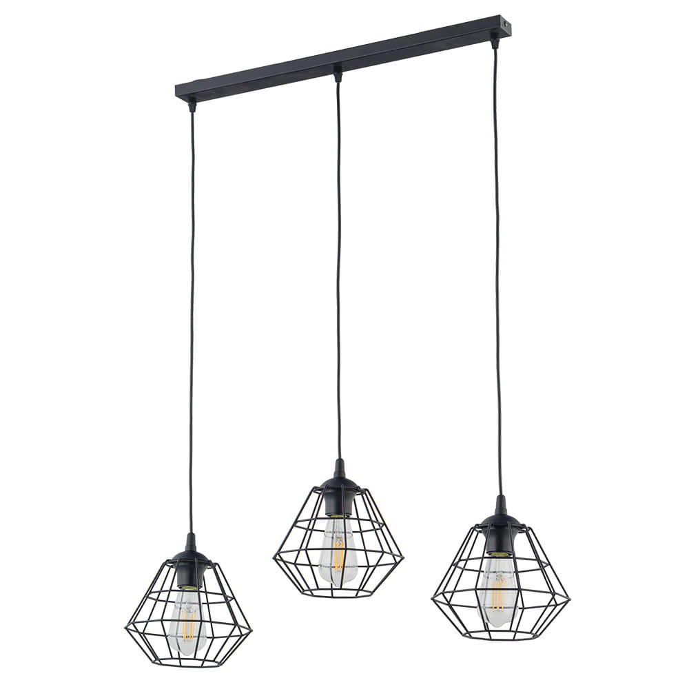 Plafon nowoczesny loft industrialny ażurowy pręty kratka czarny TK Lighting Diamond 6202 1x15W E27