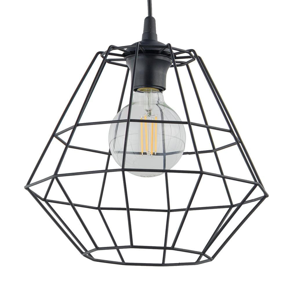 Lampa wisząca nowoczesna loft industrialna ażurowa pręty kratka czarna TK Lighting Diamond 6206 1x15W E27