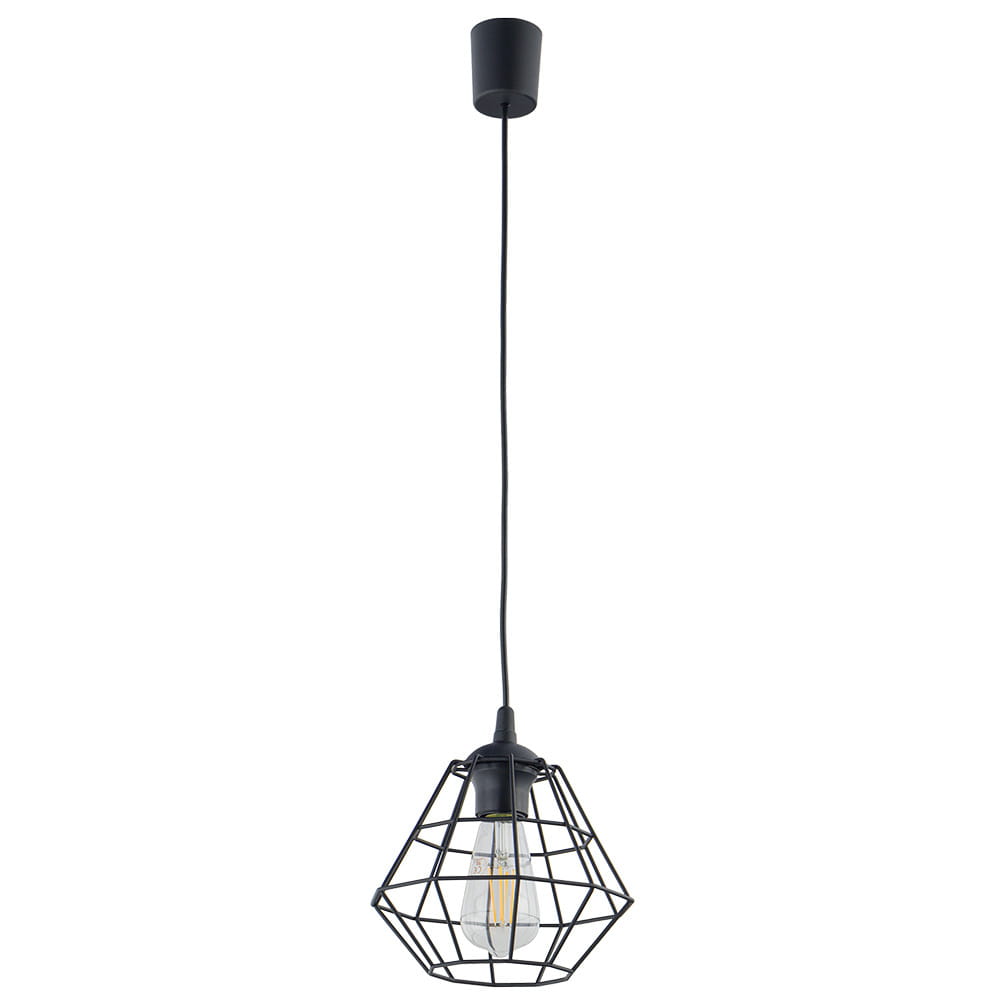 Lampa wisząca nowoczesna loft industrialna ażurowa pręty kratka czarna TK Lighting Diamond 6206 1x15W E27