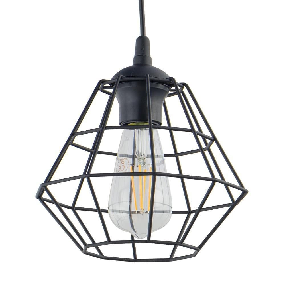 Lampa wisząca nowoczesna loft industrialna ażurowa pręty kratka czarna TK Lighting Diamond 6207 1x15W E27