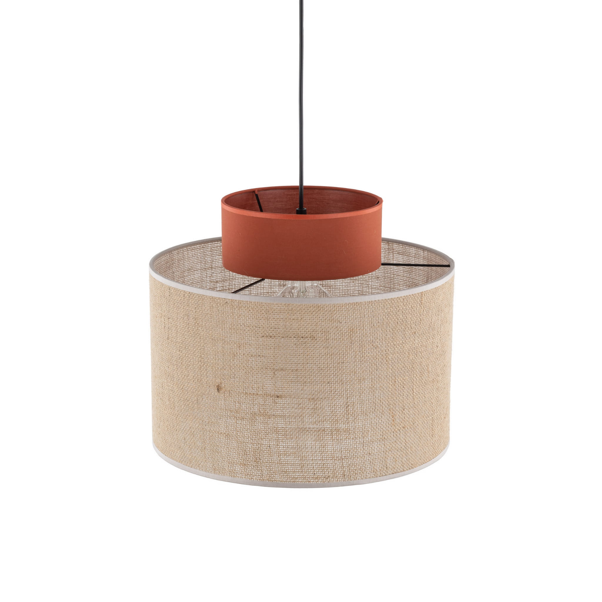 Lampa wisząca nowoczesna boho skandynawska abażur materiałowy jutaceglana TK Lighting Duo 2785 1x15W E27