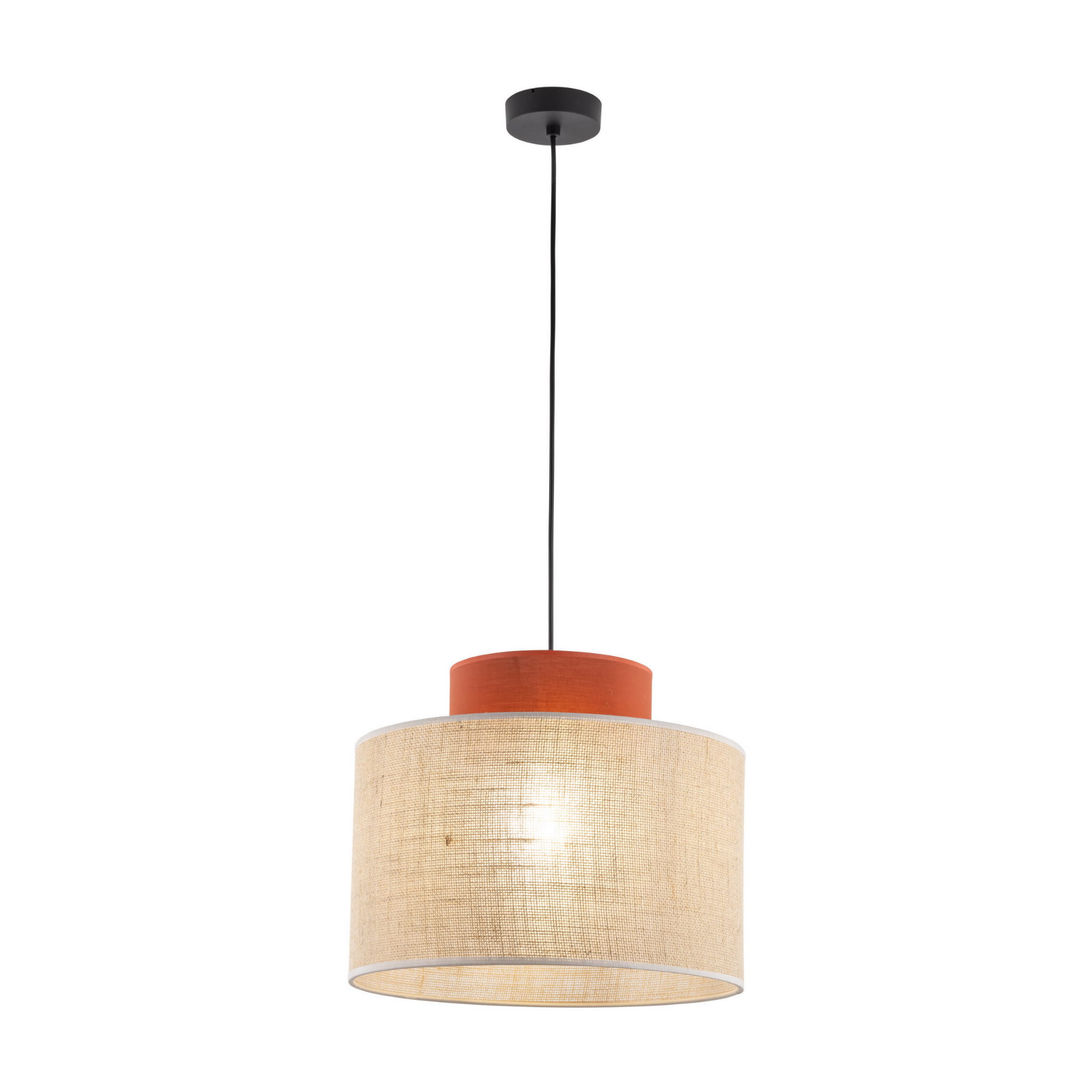 Lampa wisząca nowoczesna boho skandynawska abażur materiałowy jutaceglana TK Lighting Duo 2785 1x15W E27