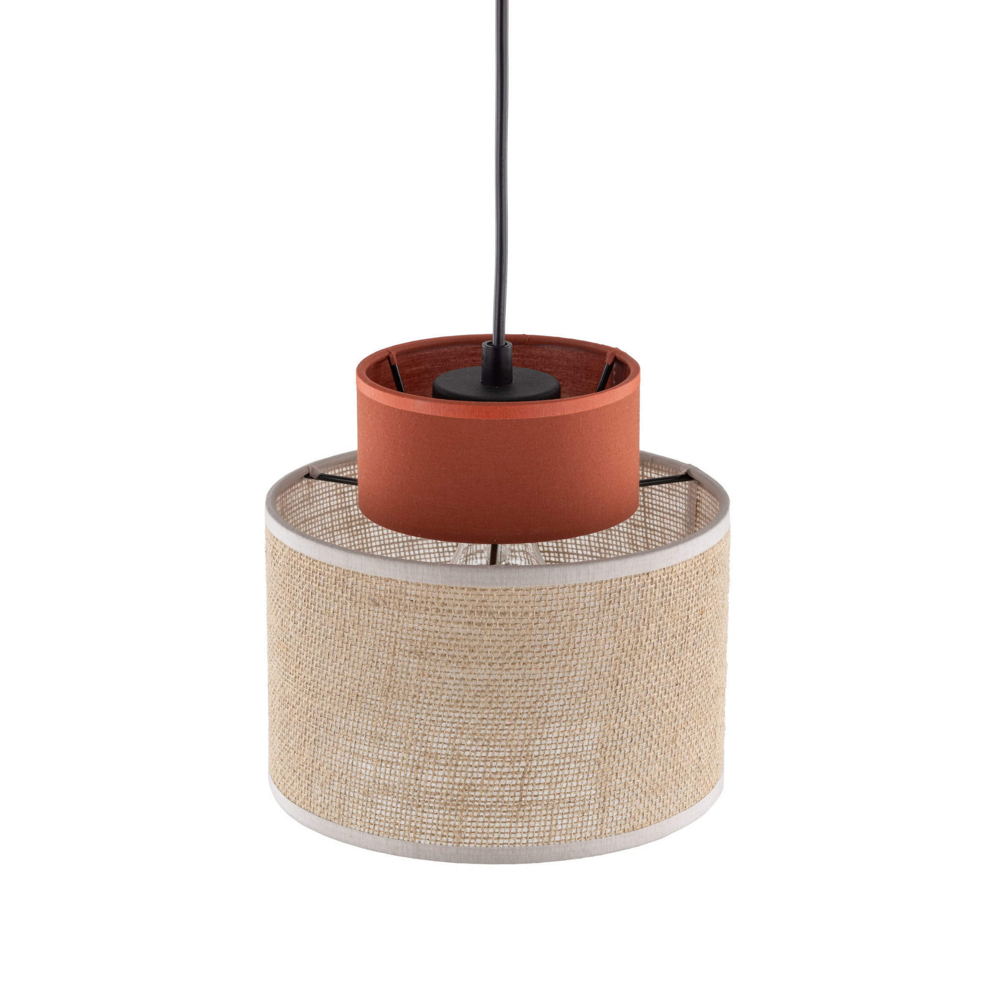 Lampa wisząca nowoczesna boho skandynawska abażur materiałowy jutaceglana TK Lighting Duo 3139 1x15W E27