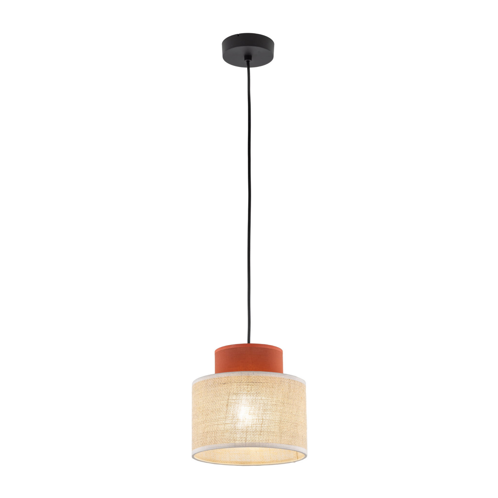 Lampa wisząca nowoczesna boho skandynawska abażur materiałowy jutaceglana TK Lighting Duo 3139 1x15W E27