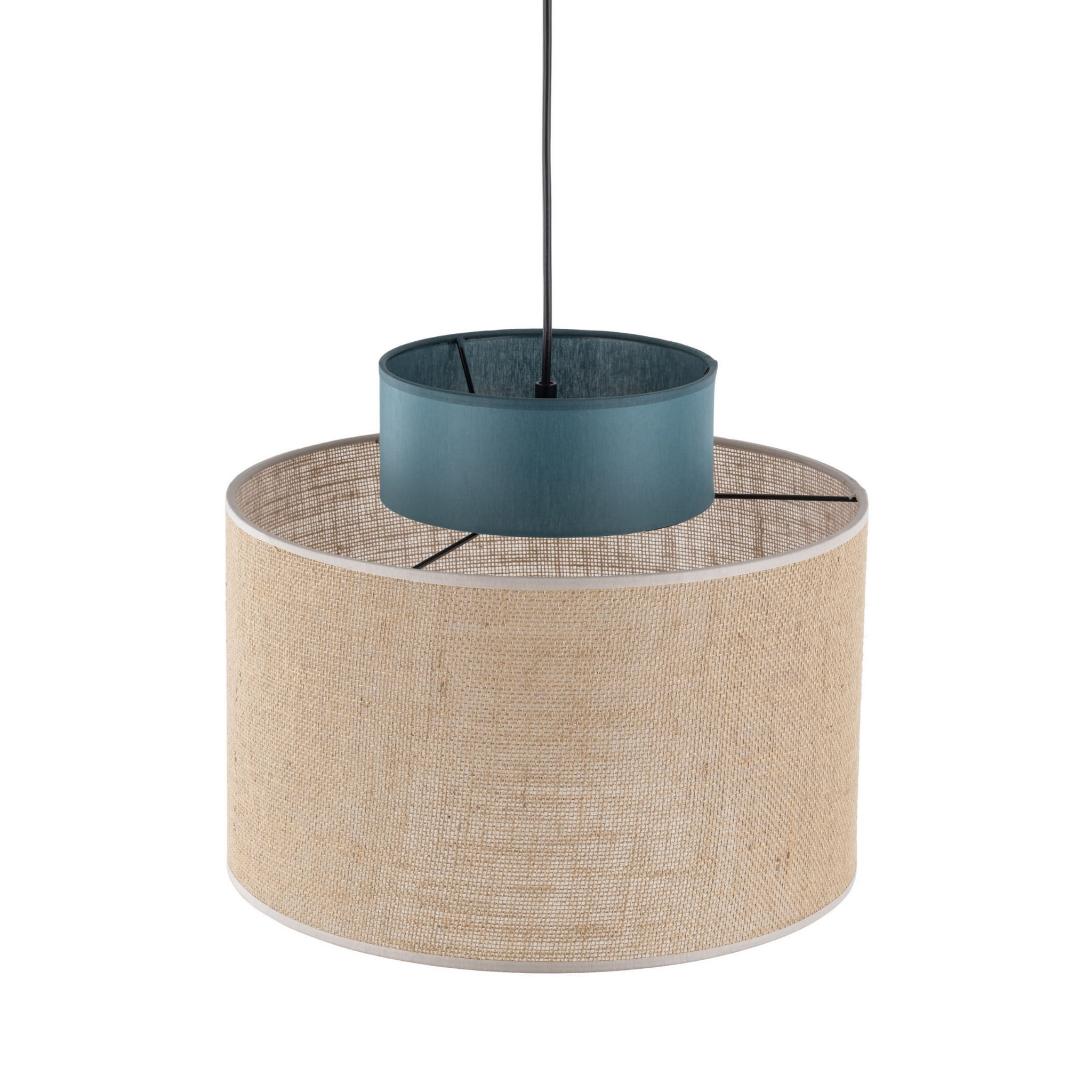 Lampa wisząca nowoczesna boho skandynawska abażur materiałowy juta zielona TK Lighting Duo 3256 1x15W E27