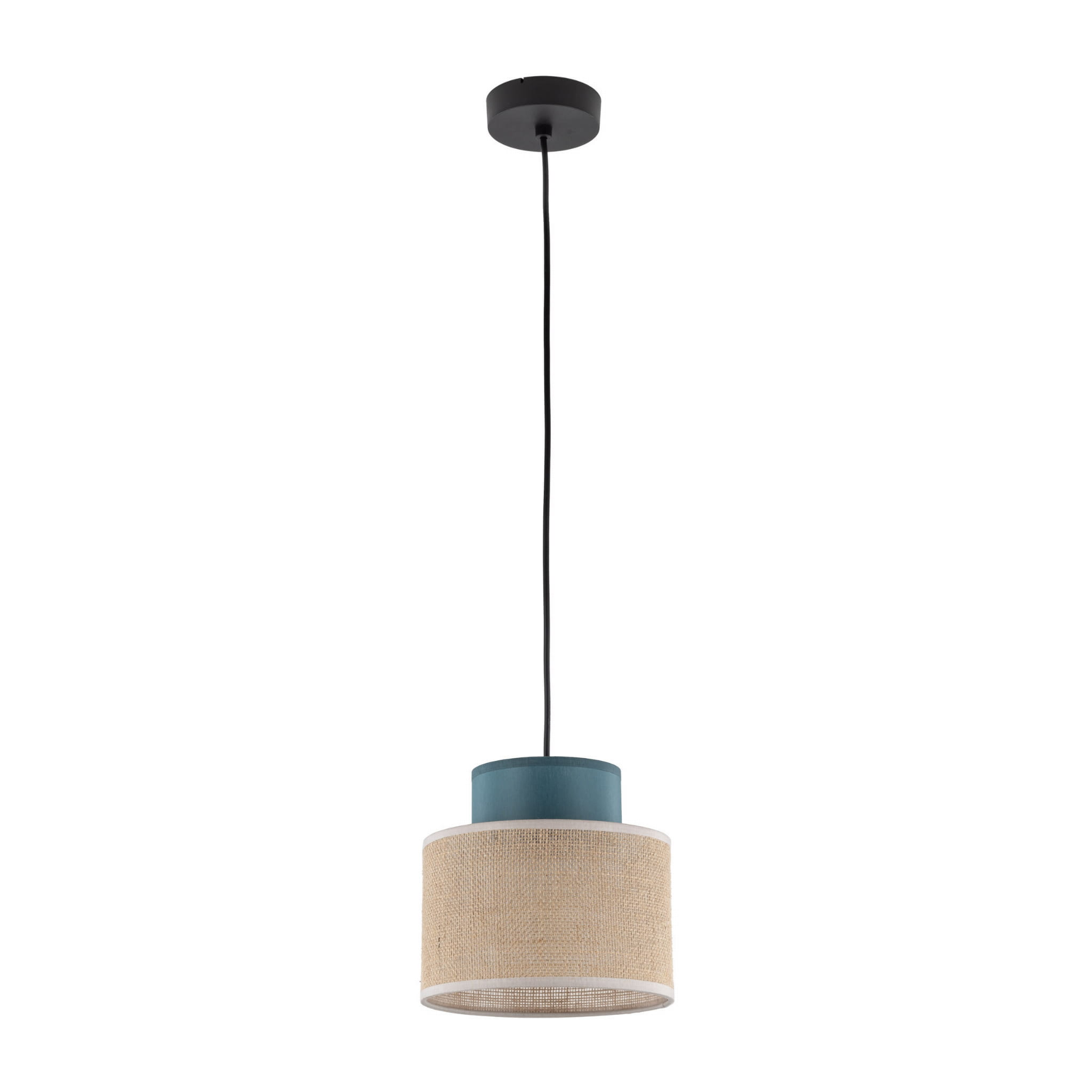 Lampa wisząca nowoczesna boho skandynawska abażur materiałowy juta zielona TK Lighting Duo 3256 1x15W E27
