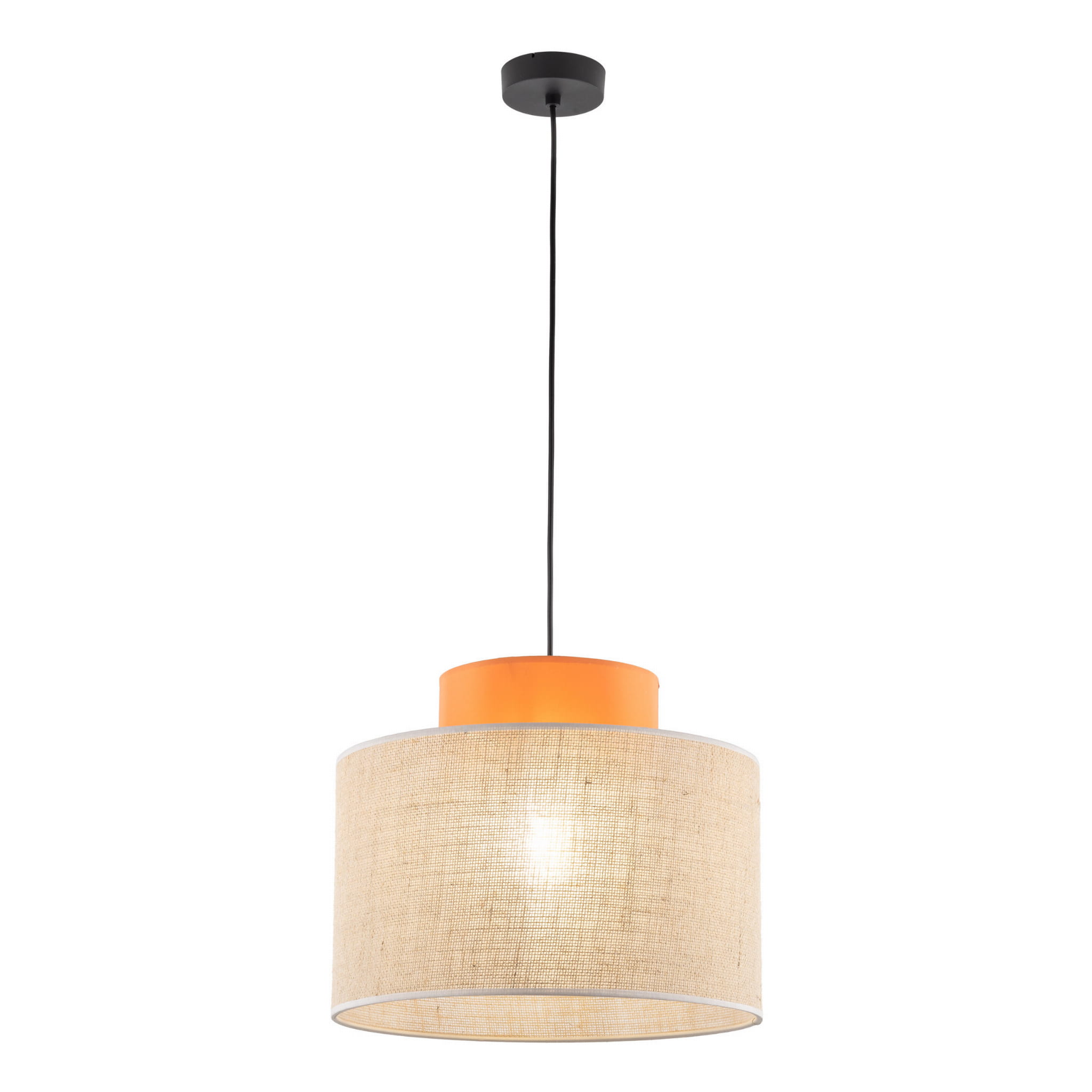 Lampa wisząca nowoczesna boho skandynawska abażur materiałowy juta pomarańczowa TK Lighting Duo 3227 1x15W E27