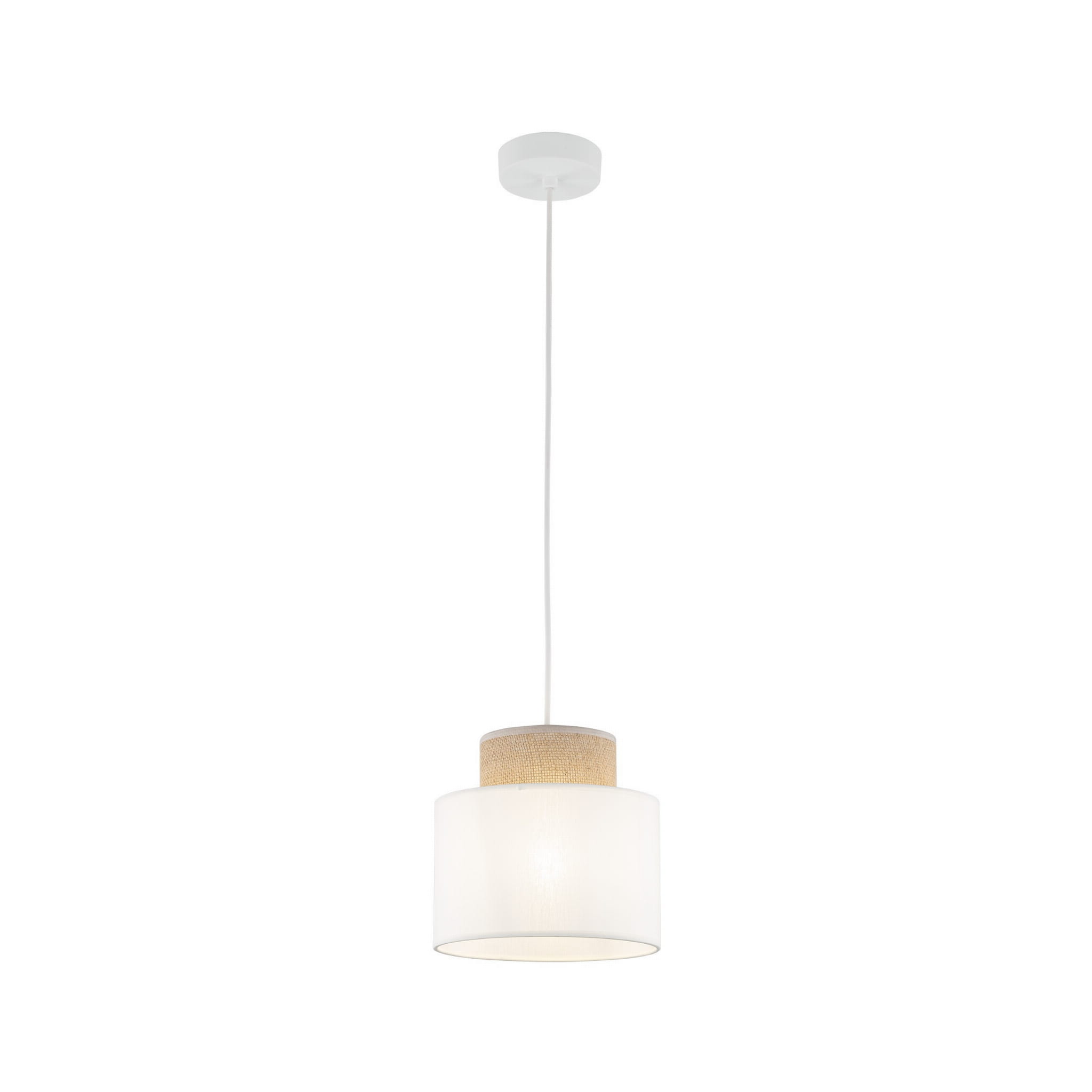Lampa wisząca nowoczesna boho skandynawska abażur materiałowy juta biała TK Lighting Duo 10078 1x15W E27