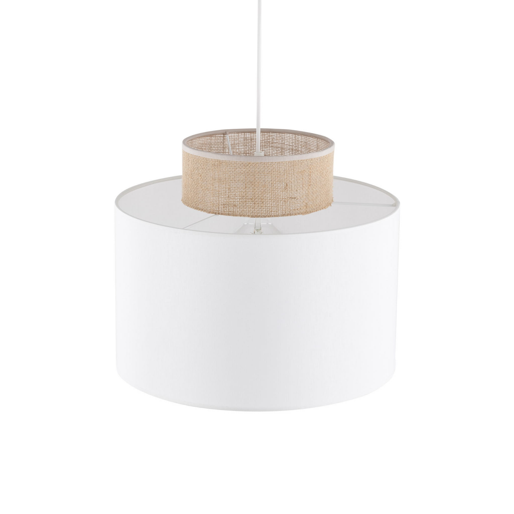 Lampa wisząca nowoczesna boho skandynawska abażur materiałowy juta biała TK Lighting Duo 1856 1x15W E27