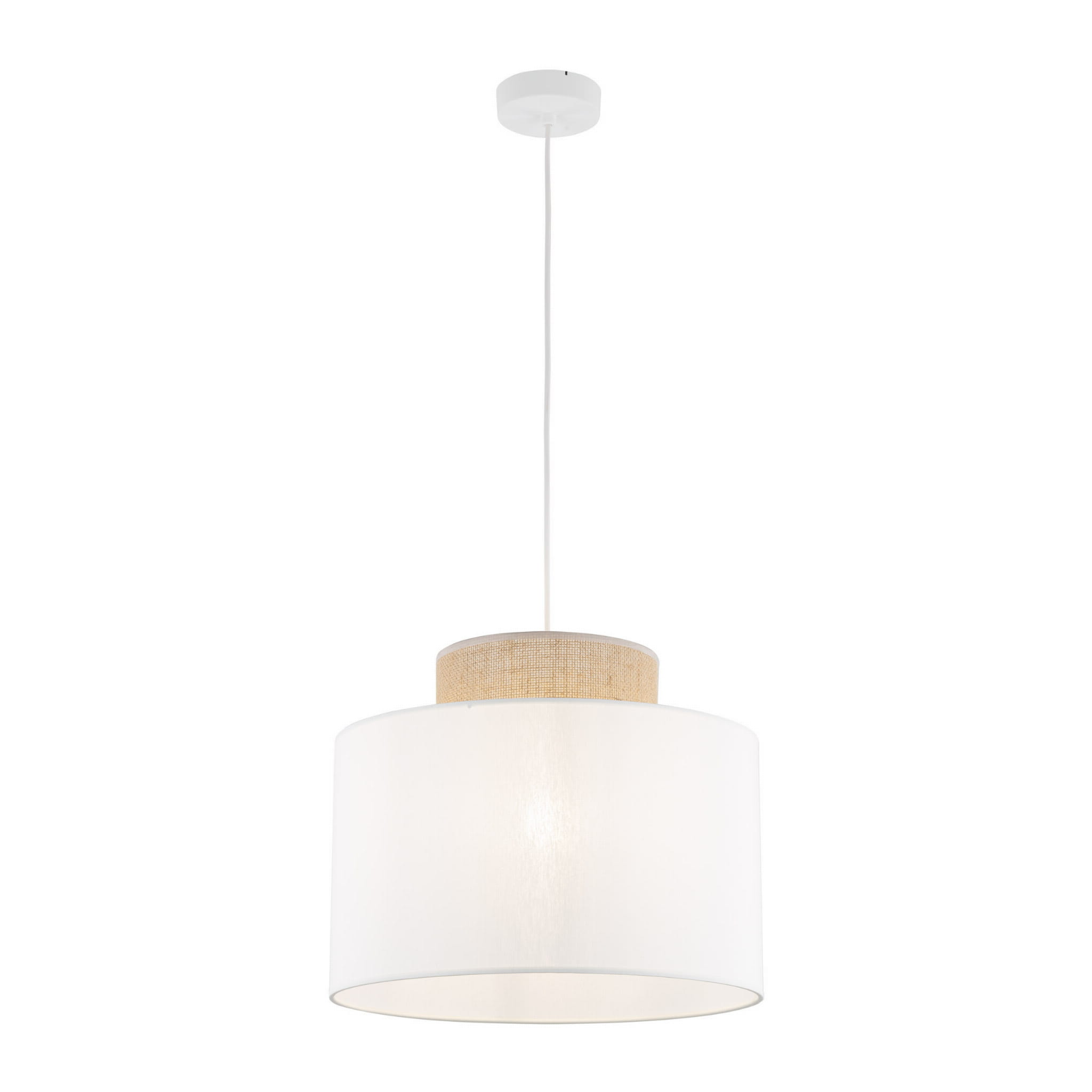 Lampa wisząca nowoczesna boho skandynawska abażur materiałowy juta biała TK Lighting Duo 1856 1x15W E27