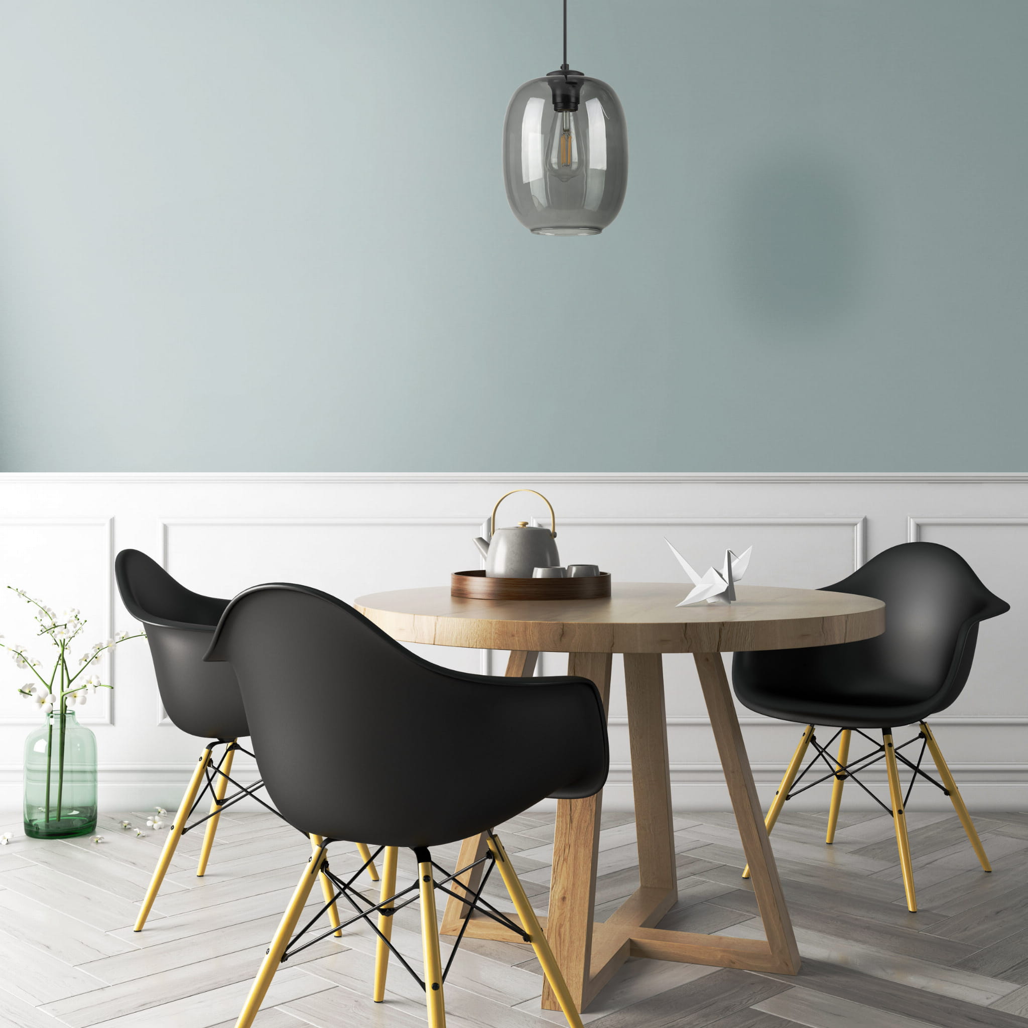 Lampa wisząca nowoczesna skandynawska klosz szklany grafitowa czarna TK Lighting Elio 5971 1x15W E27