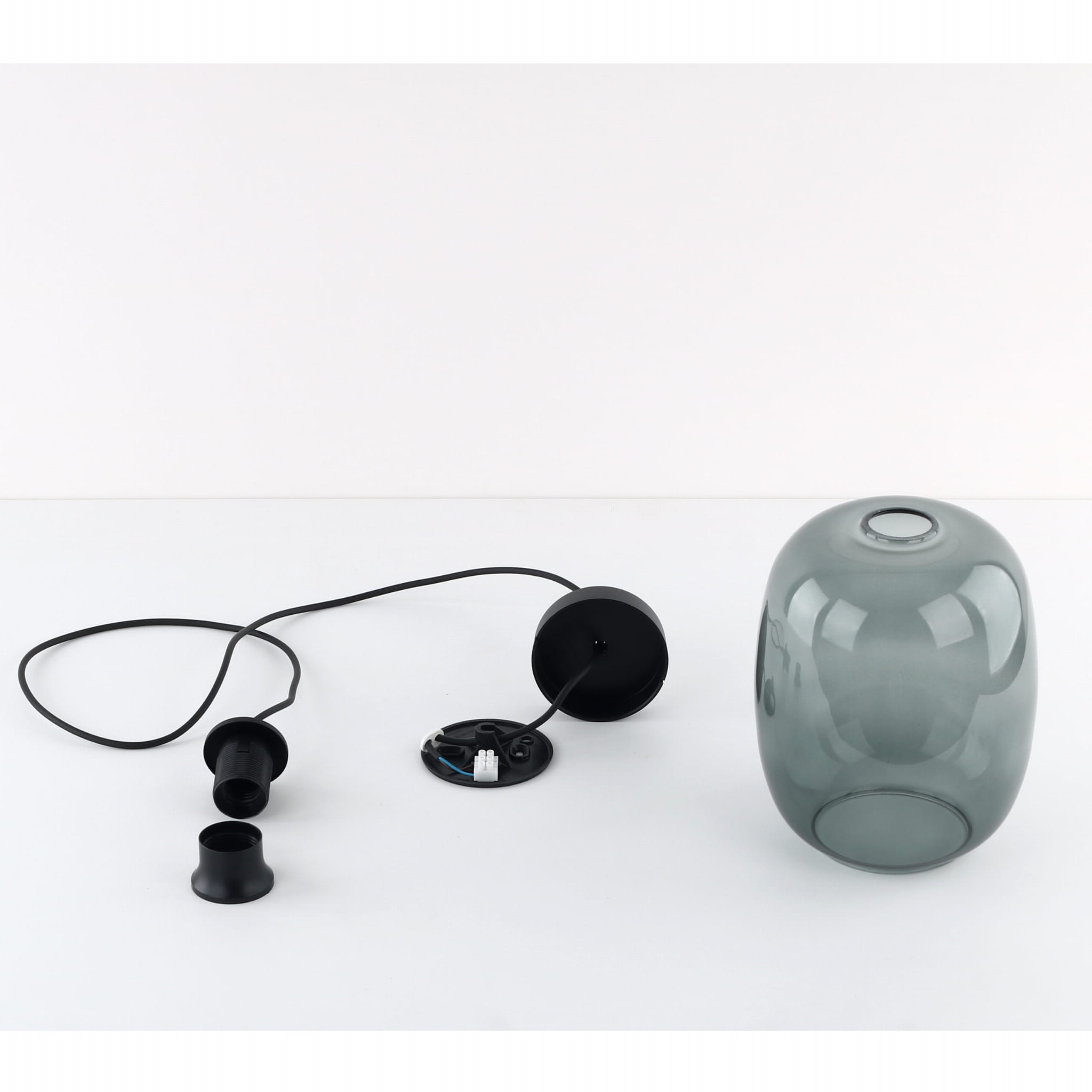 Lampa wisząca nowoczesna skandynawska klosz szklany grafitowa czarna TK Lighting Elio 5971 1x15W E27