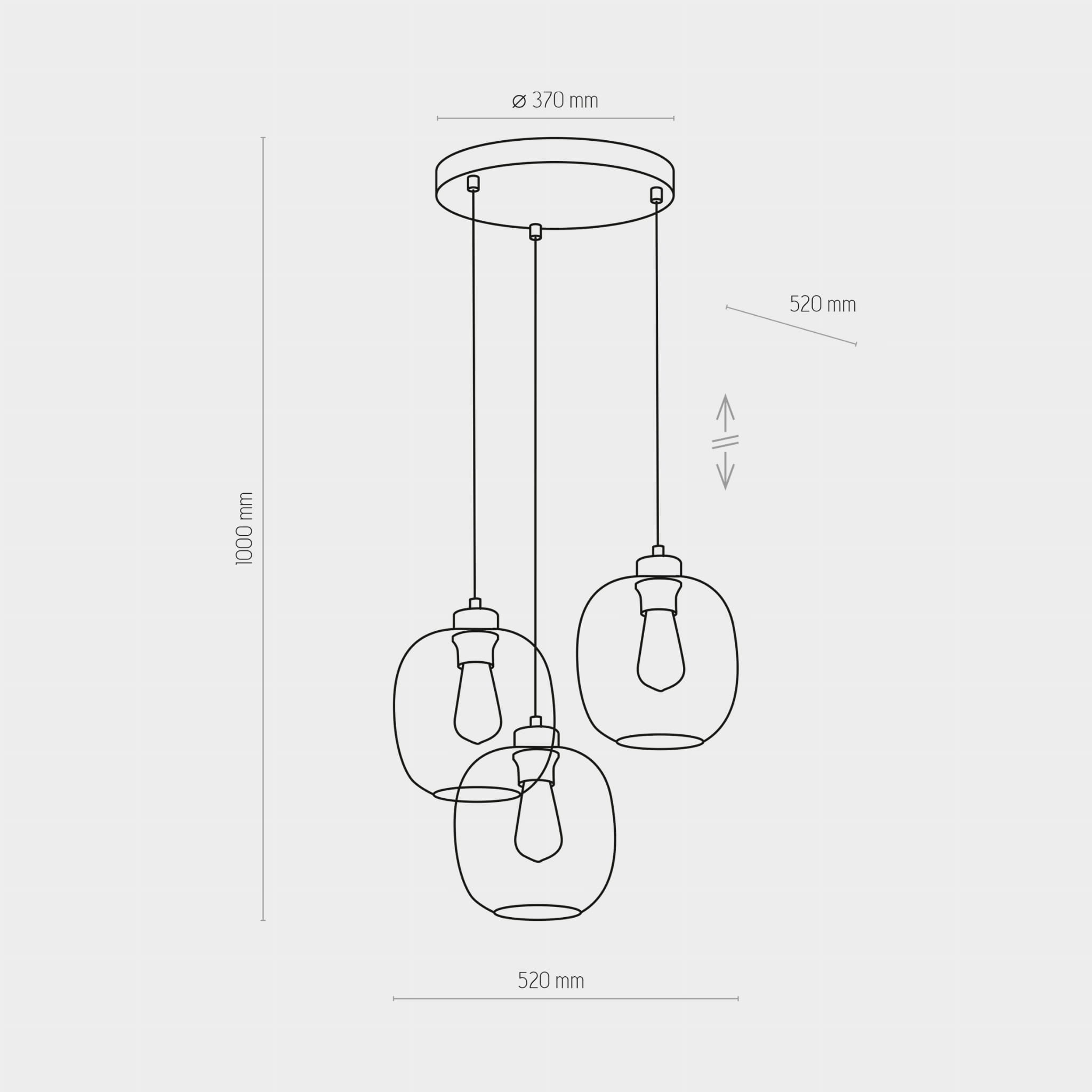 TK Lighting Elio 3184 lampa wisząca szklany klosz, niebieska, grafit 3x60W E27 transparentna niebieska grafit