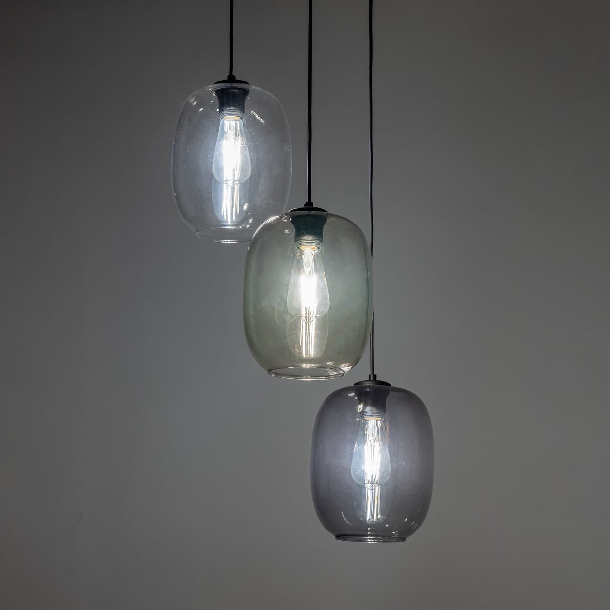 Lampa wisząca nowoczesna skandynawska klosz szklany multikolor czarna TK Lighting Elio 5973 3x15W E27