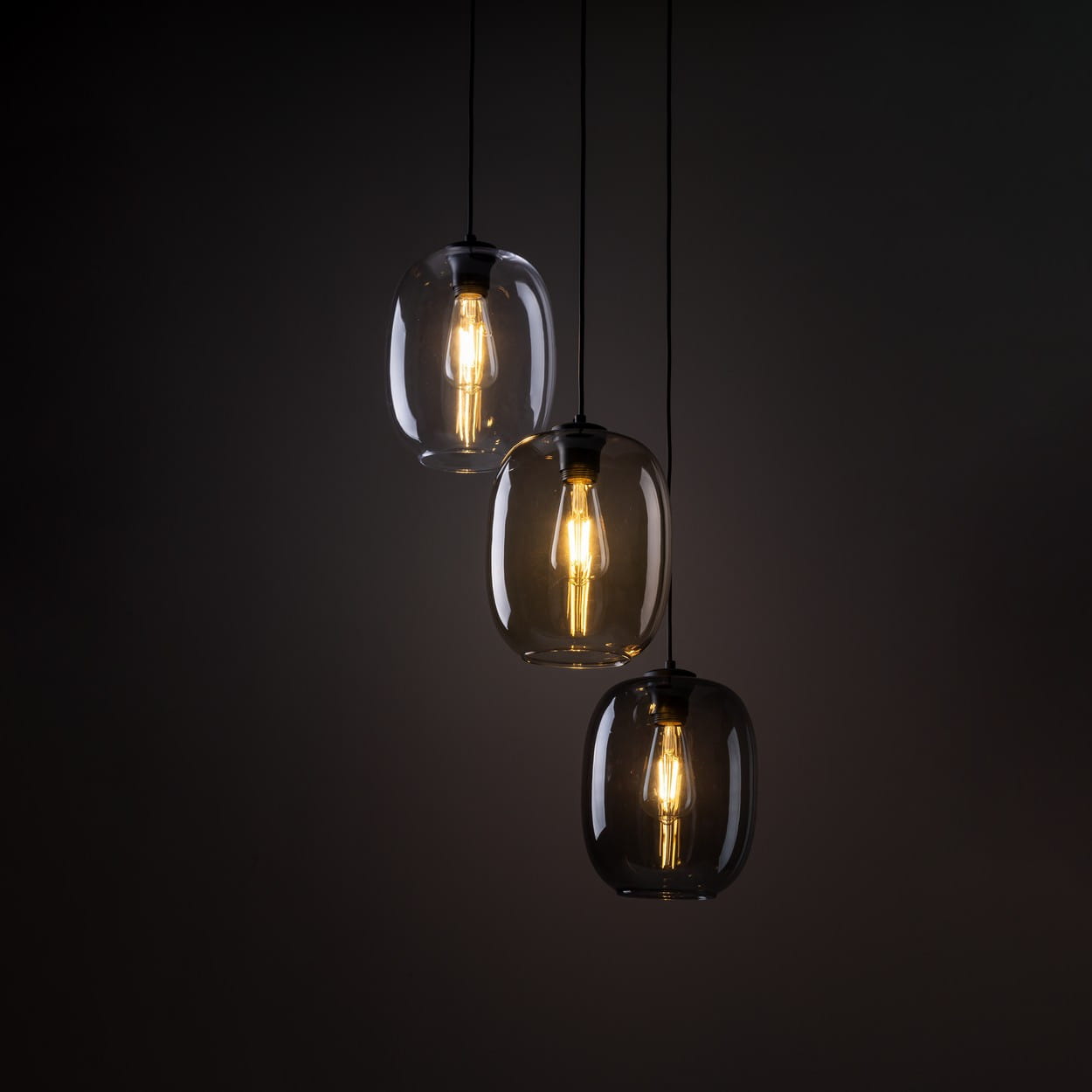 Lampa wisząca nowoczesna skandynawska klosz szklany multikolor czarna TK Lighting Elio 5973 3x15W E27
