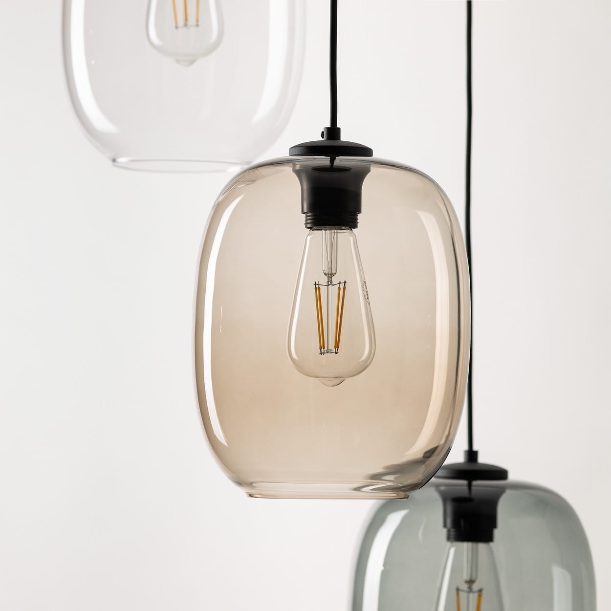 Lampa wisząca nowoczesna skandynawska klosz szklany multikolor czarna TK Lighting Elio 5973 3x15W E27